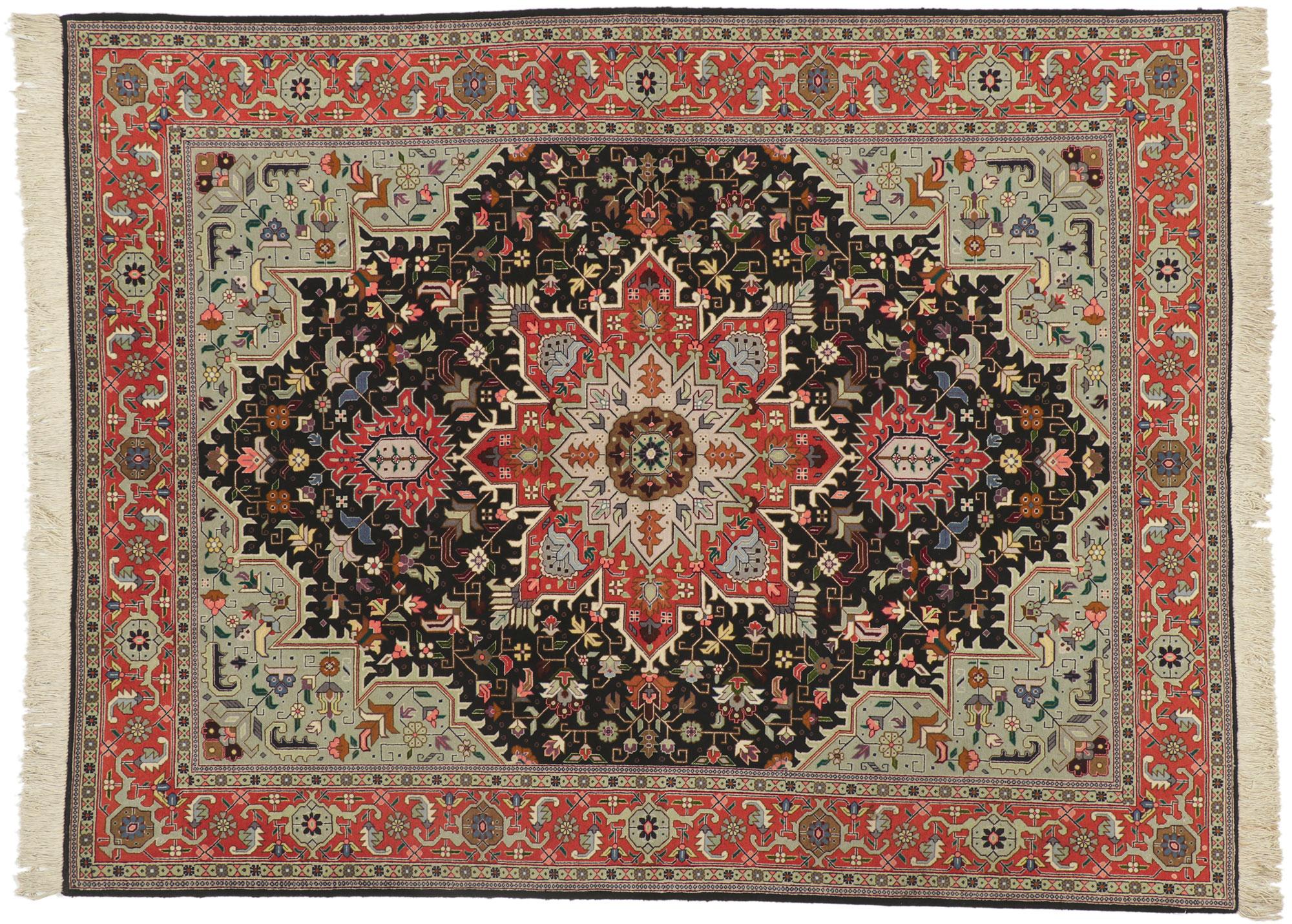 Vintage Persian Tabriz Rug with Traditional Modern Style For Sale 4