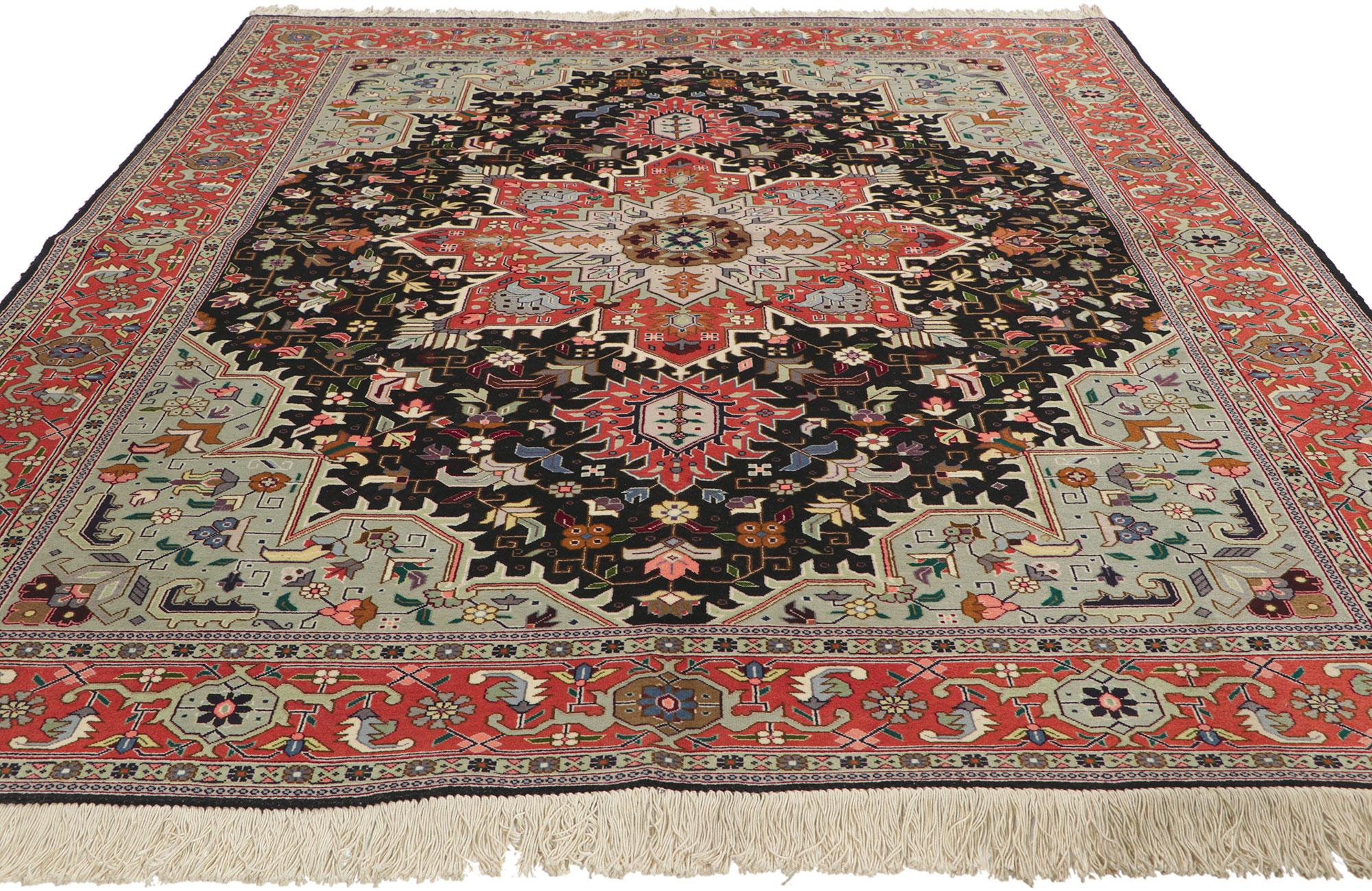 Hand-Knotted Vintage Persian Tabriz Rug with Traditional Modern Style For Sale