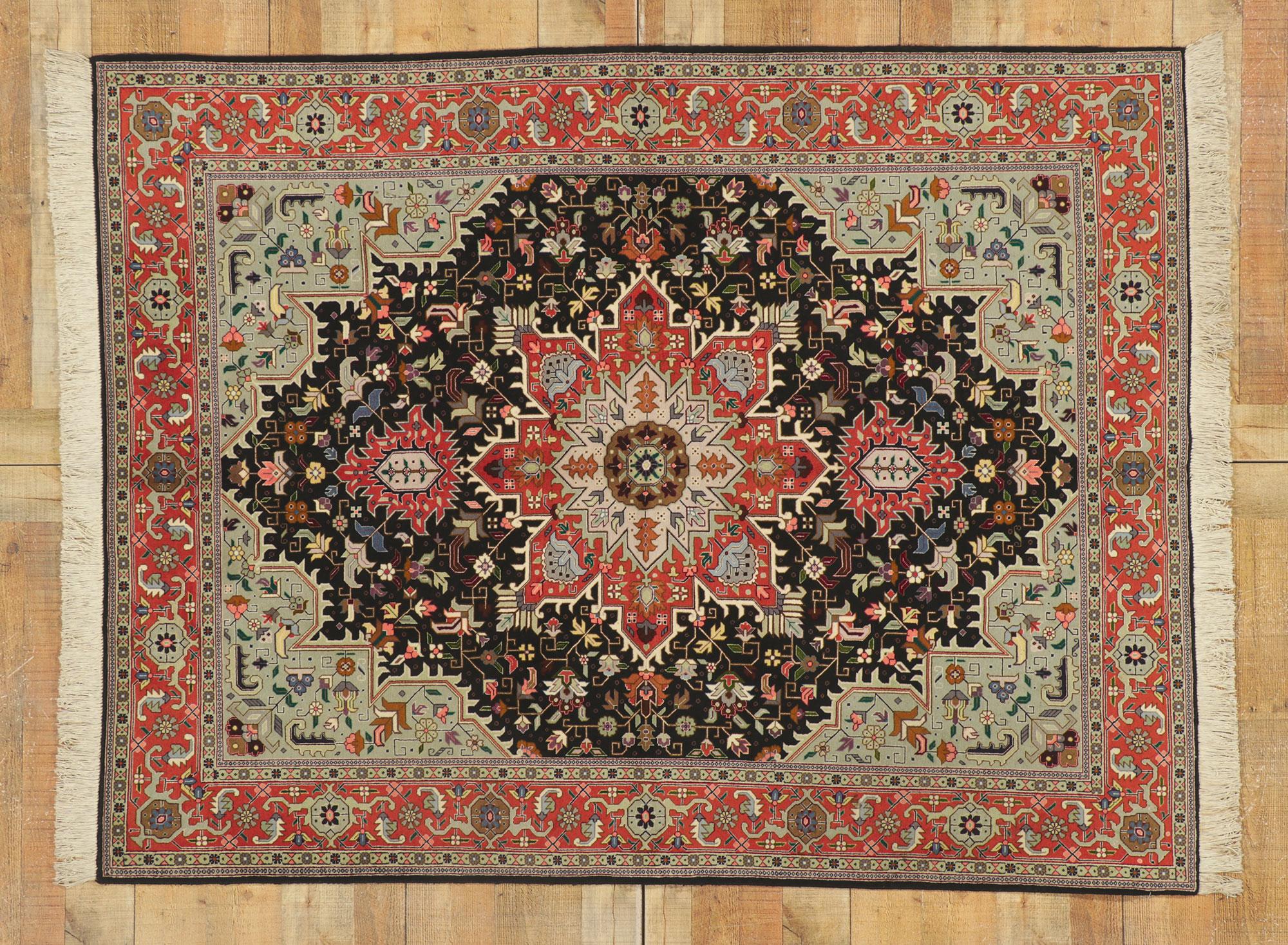 Vintage Persian Tabriz Rug with Traditional Modern Style For Sale 3