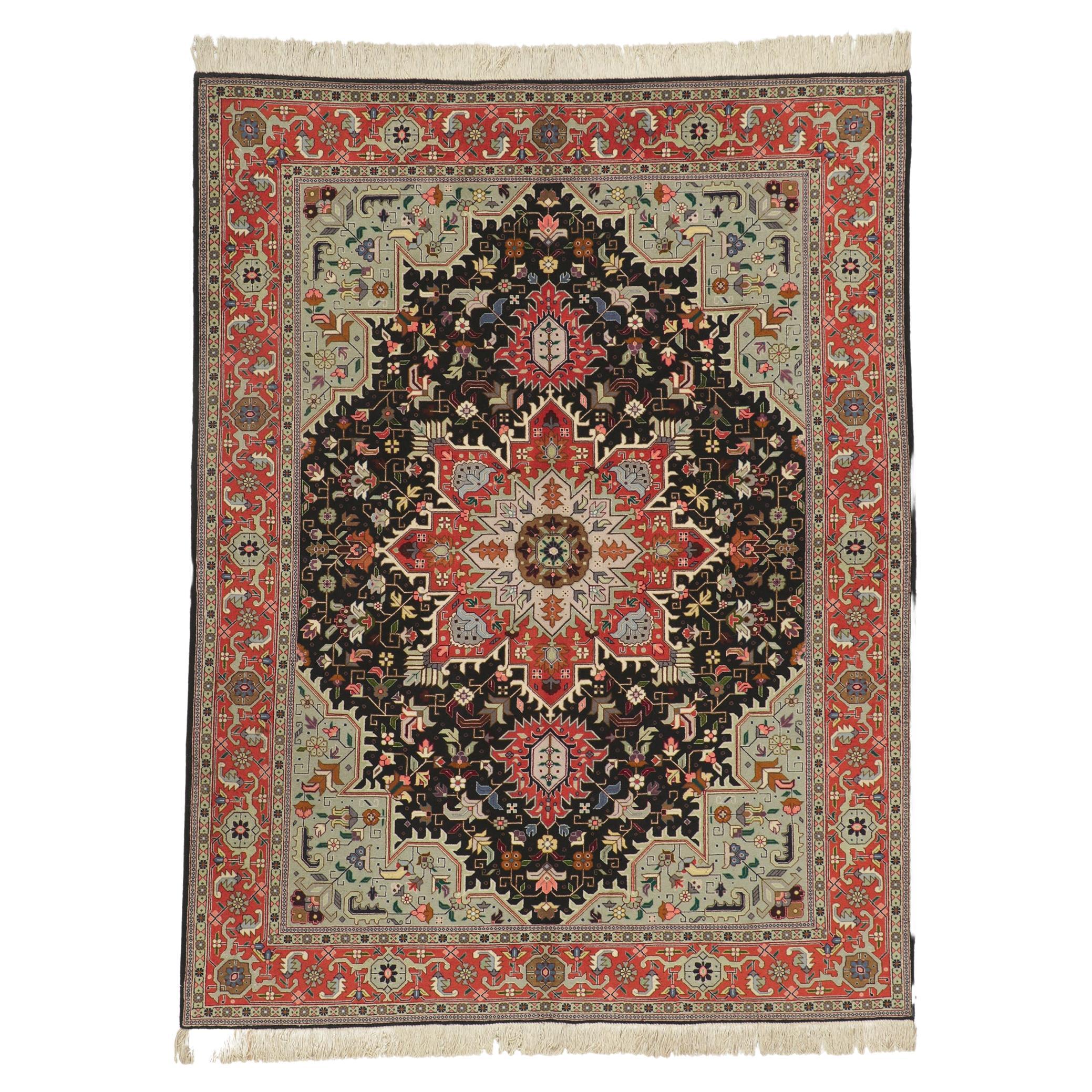 Vintage Persian Tabriz Rug with Traditional Modern Style For Sale