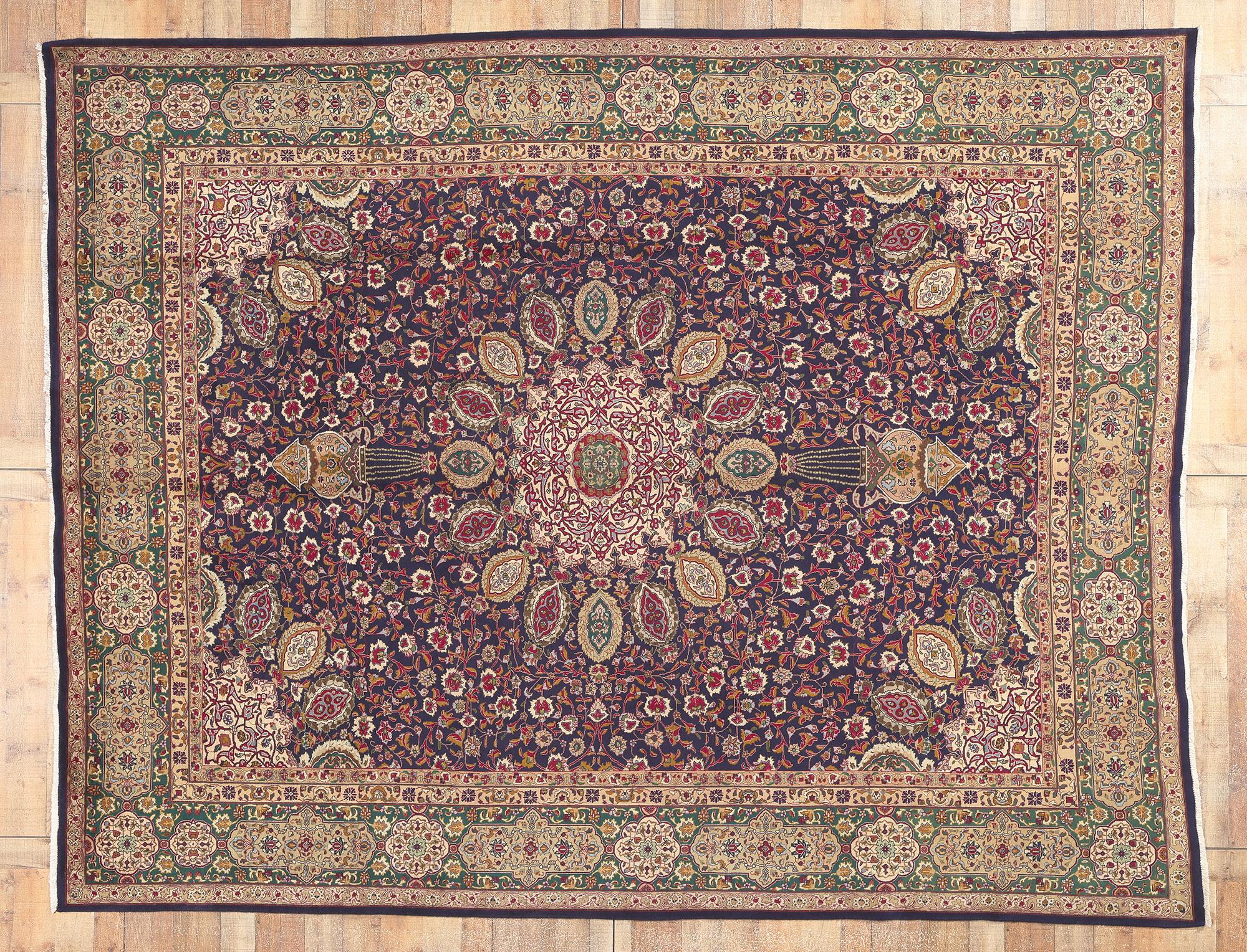 Wool Vintage Persian Tabriz Rug, Timeless Elegance Meets Historical Richness For Sale