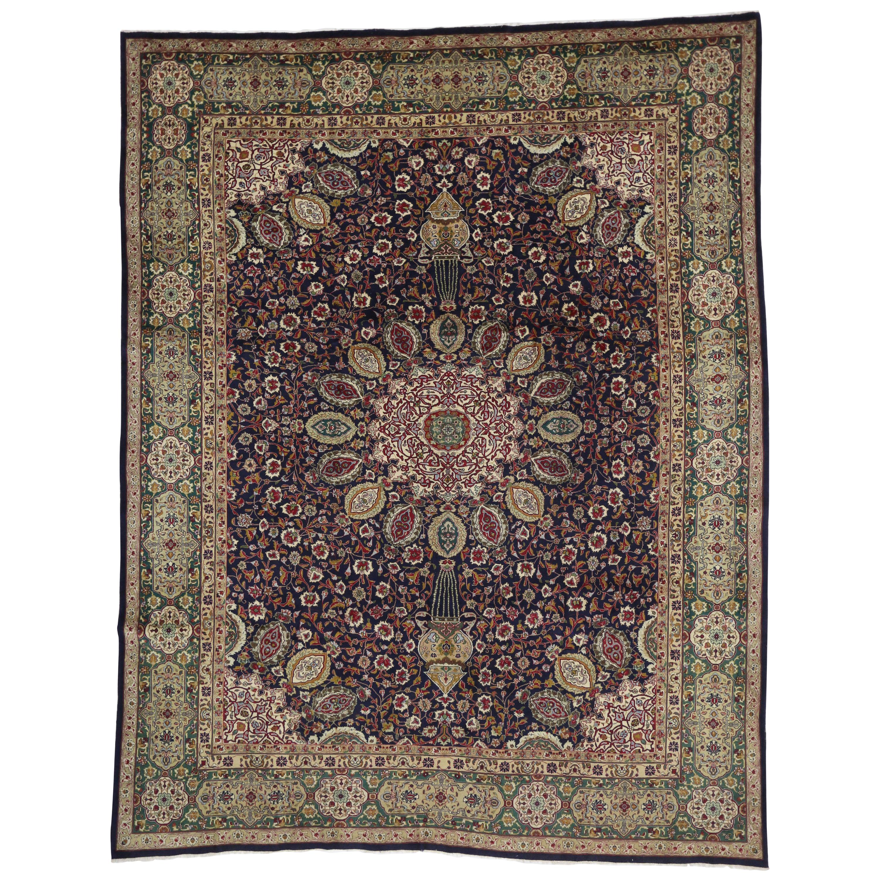 Vintage Persian Tabriz Palace Size Rug with The Ardabil Carpet Design