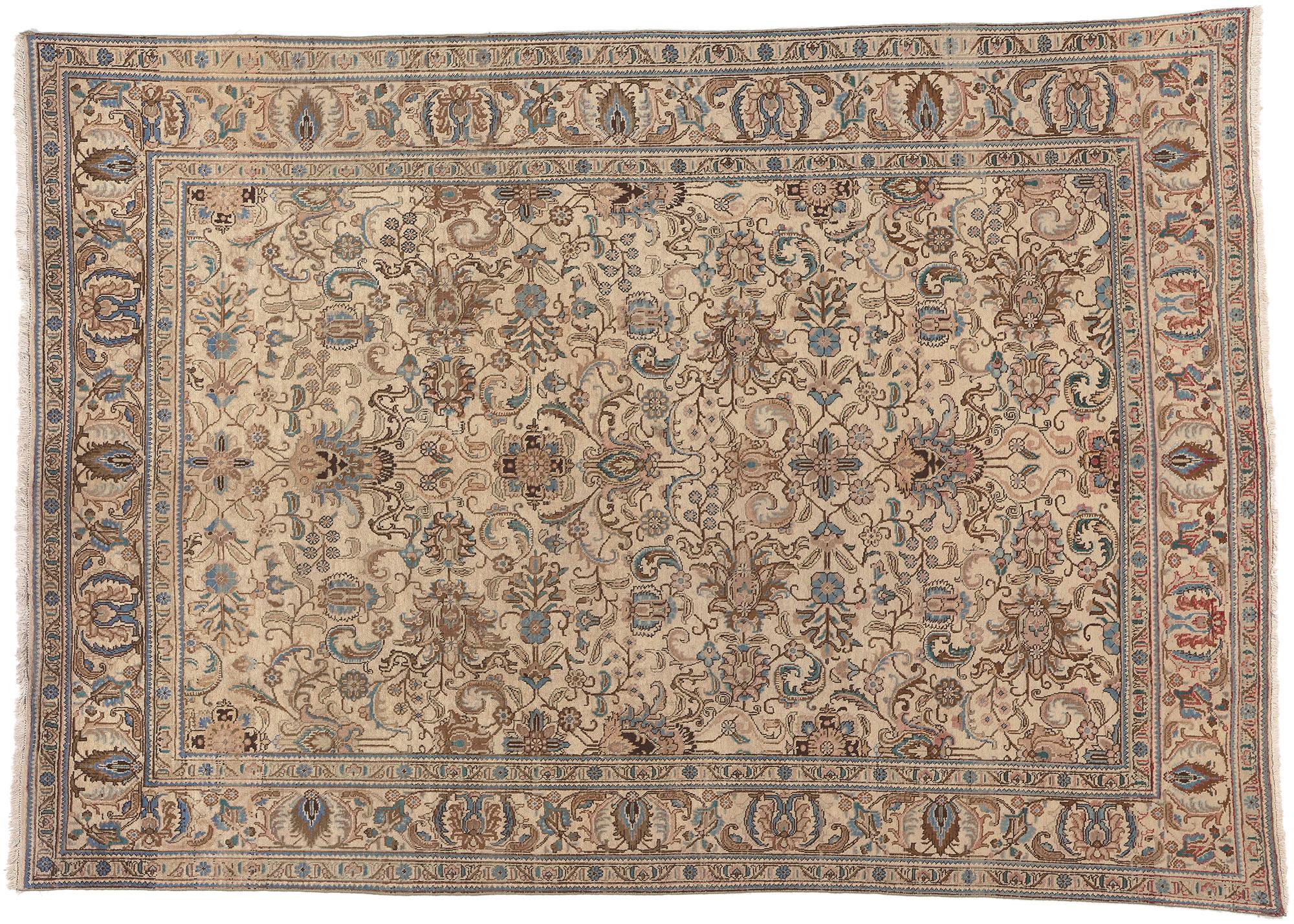 Vintage Persian Tabriz Rug, Low-Key Luxury Meets Belgian Style For Sale 3