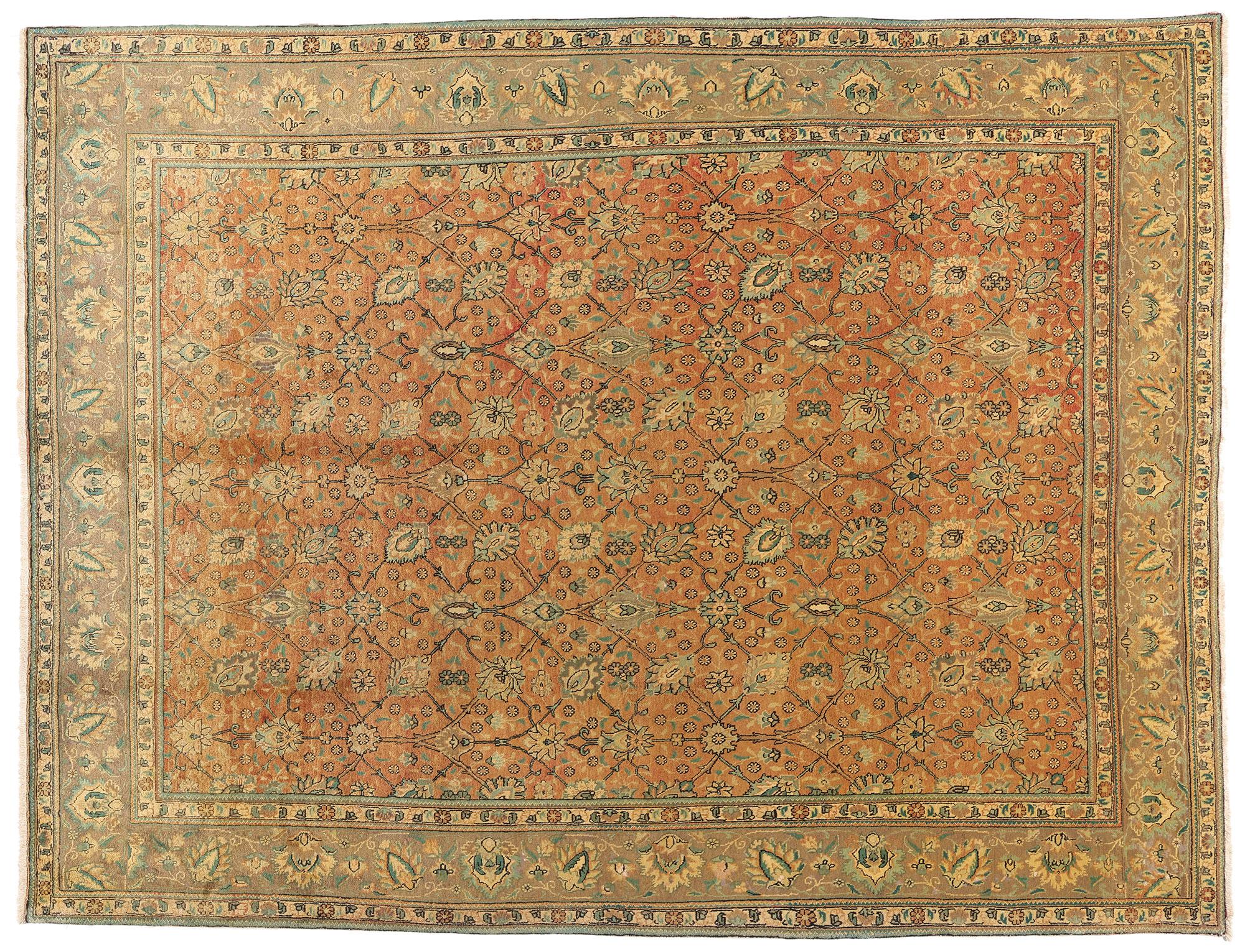 Tappeto persiano Tabriz vintage con stile tradizionale in vendita 4