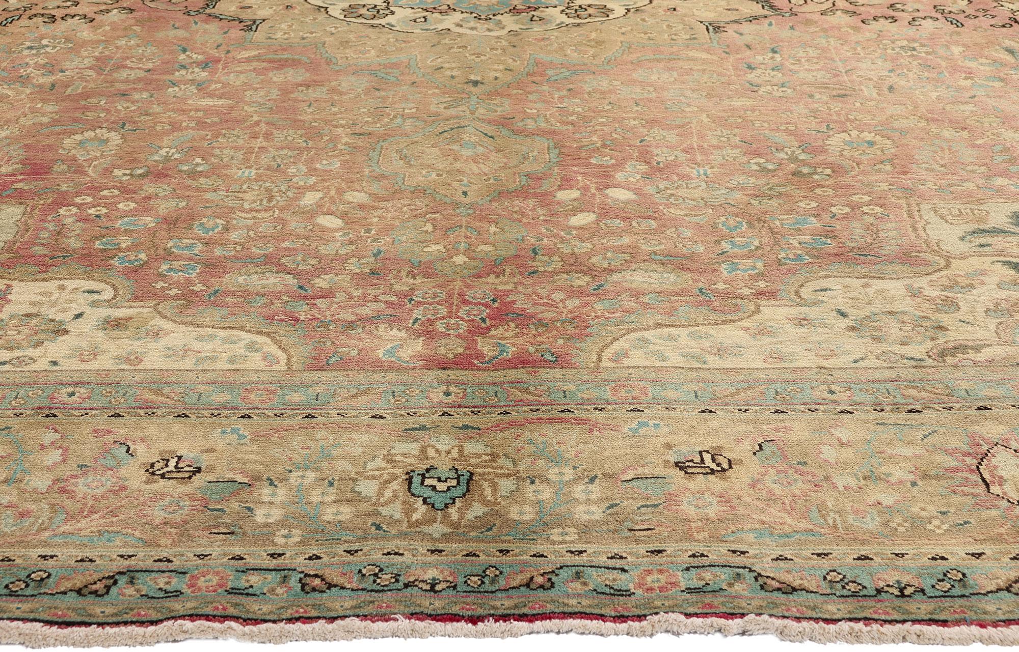 Lana Tappeto persiano Tabriz vintage con stile tradizionale in vendita