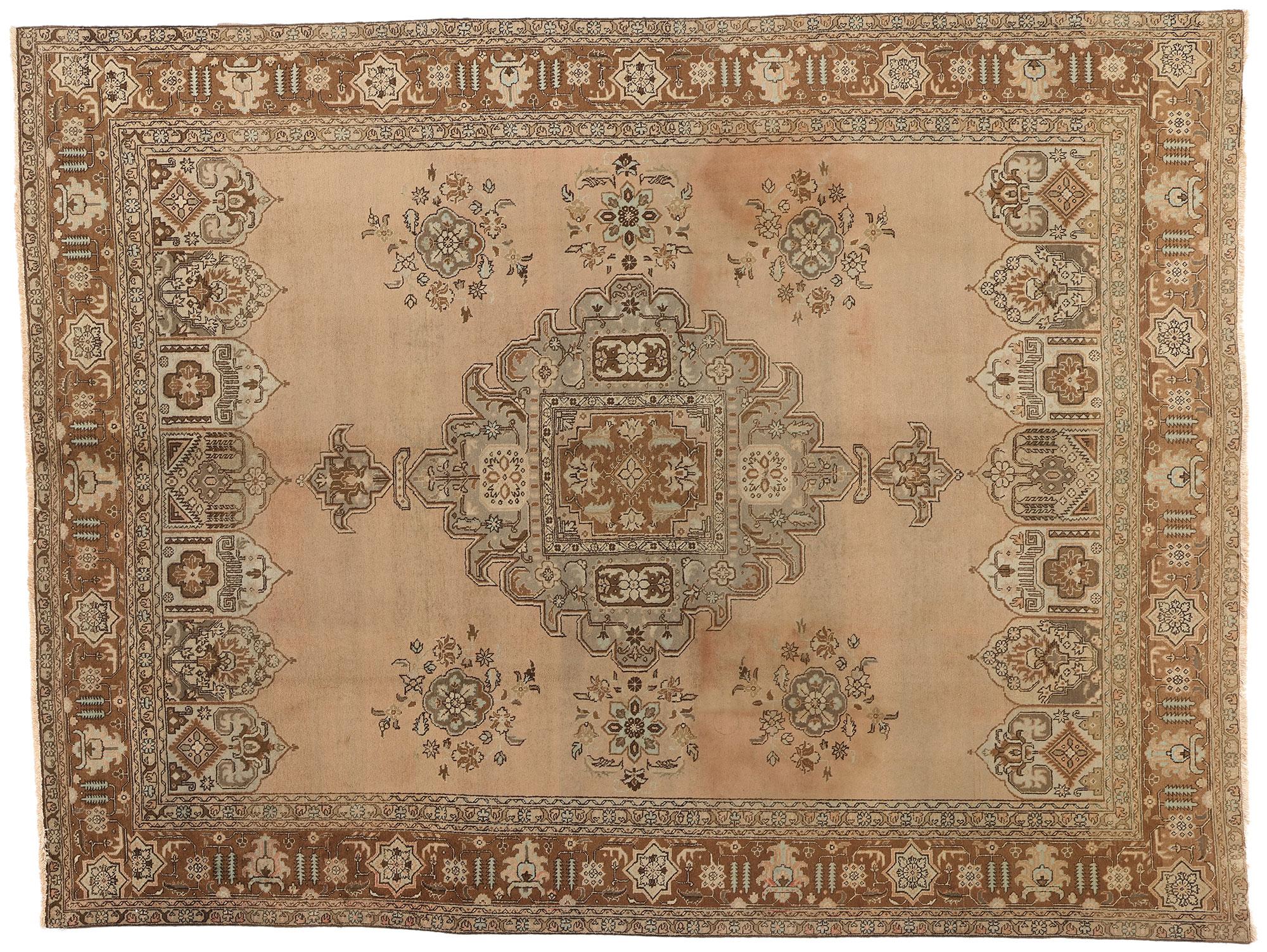 Alfombra Persa Tabriz Vintage de Estilo Tradicional en venta 5