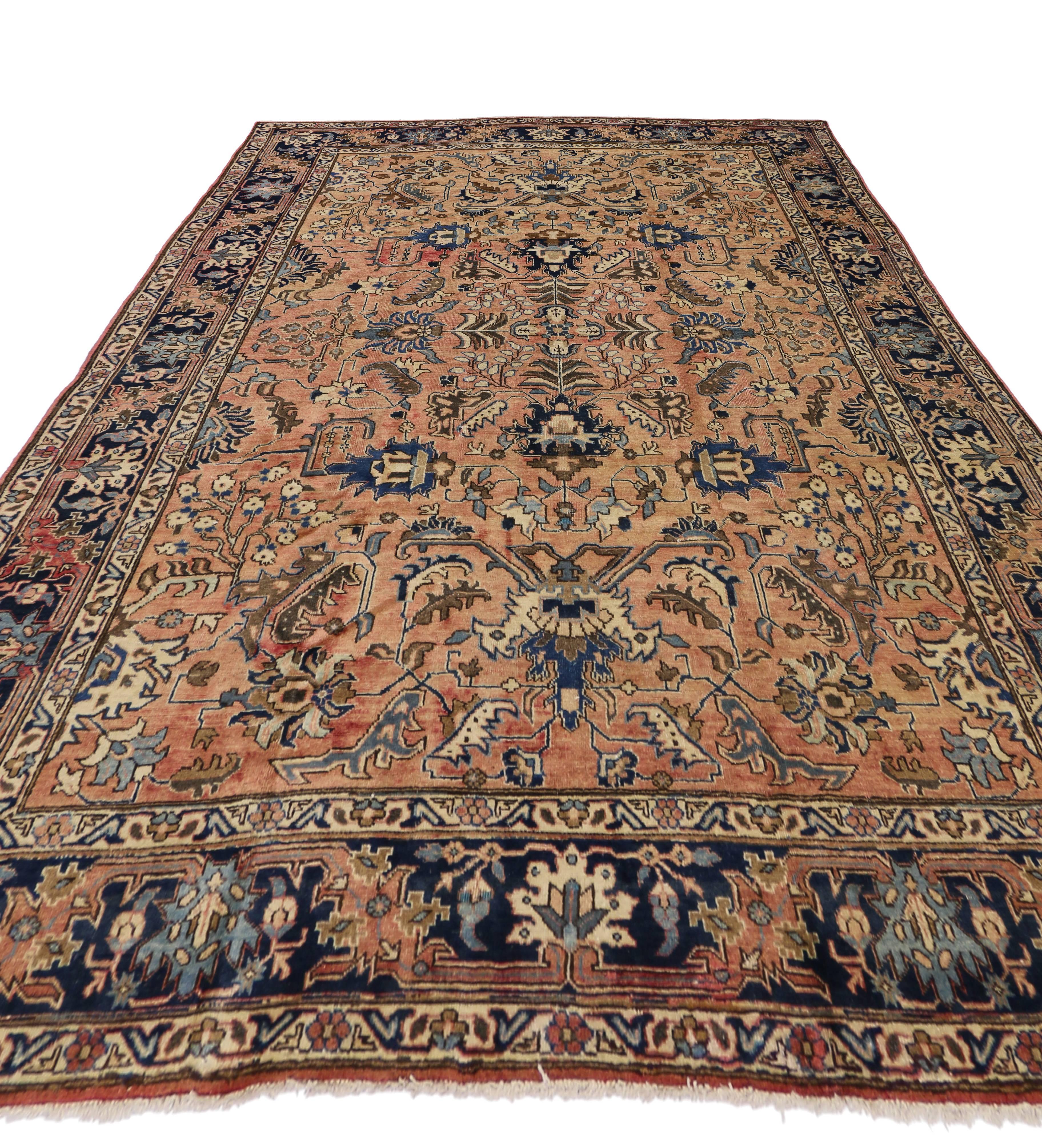 Wool Vintage Persian Tabriz Rug with Traditional Style