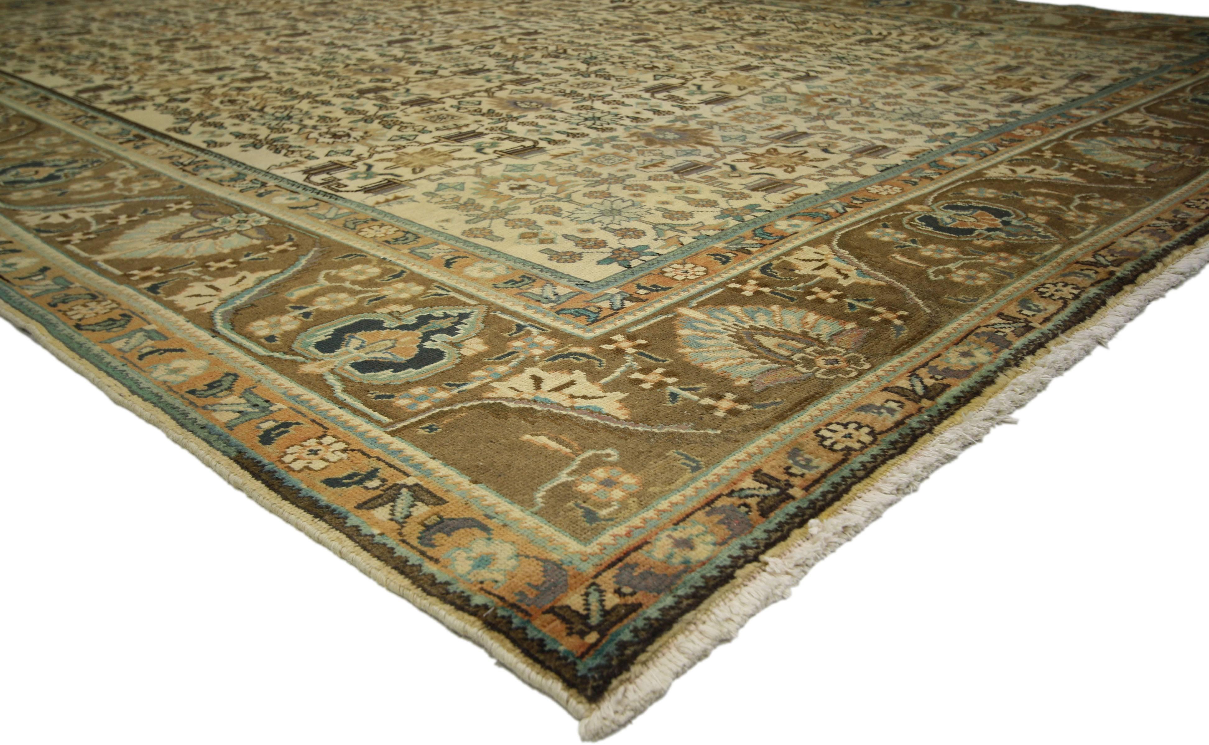 Hand-Knotted Vintage Persian Tabriz Rug with Traditional Style For Sale