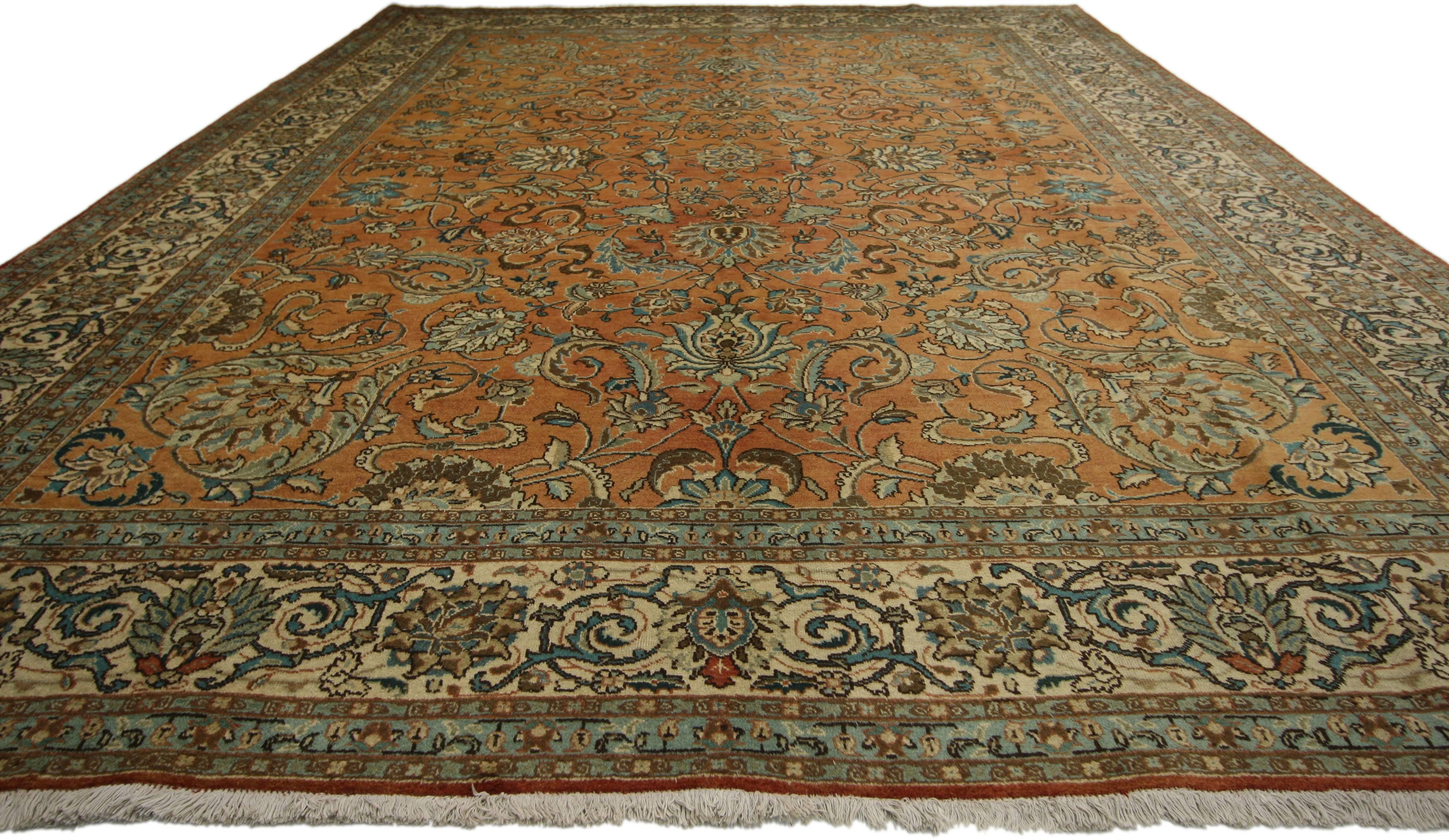 Hand-Knotted Vintage Persian Tabriz Rug with Traditional Style For Sale