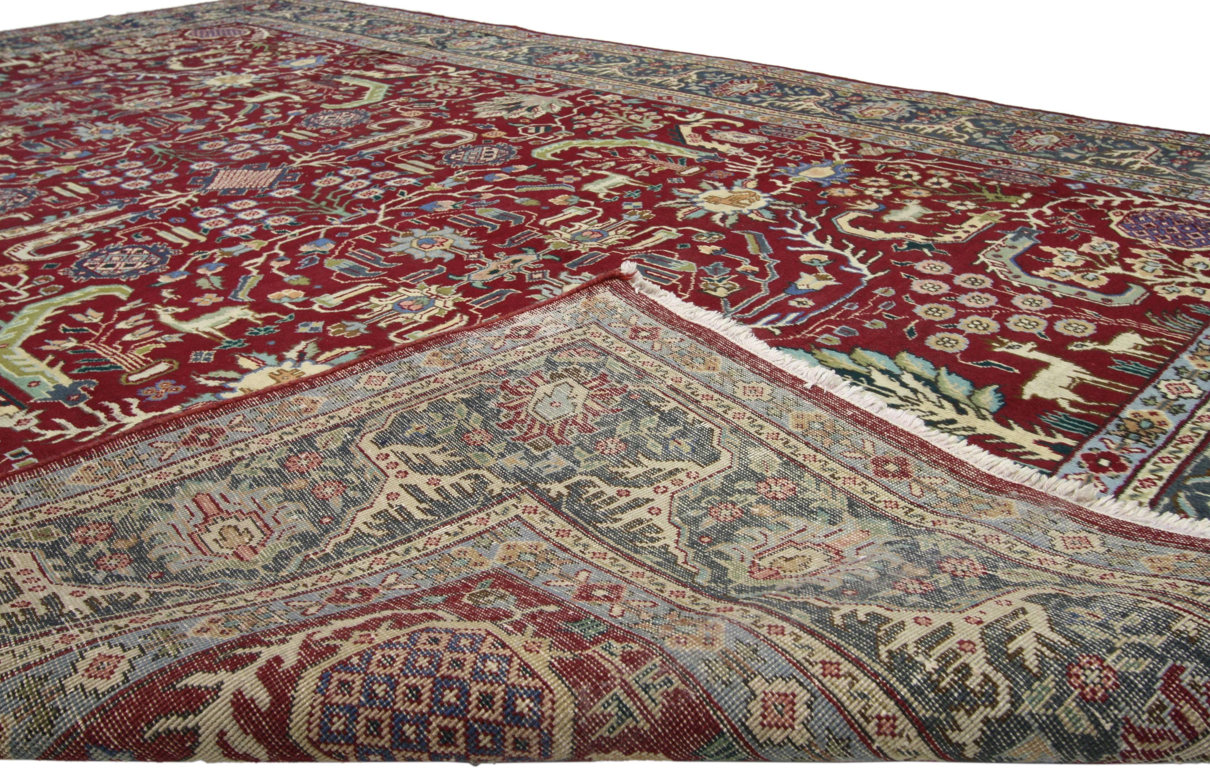 Persischer Täbris-Teppich im traditionellen Kolonial- und Federal-Stil im Zustand „Gut“ im Angebot in Dallas, TX