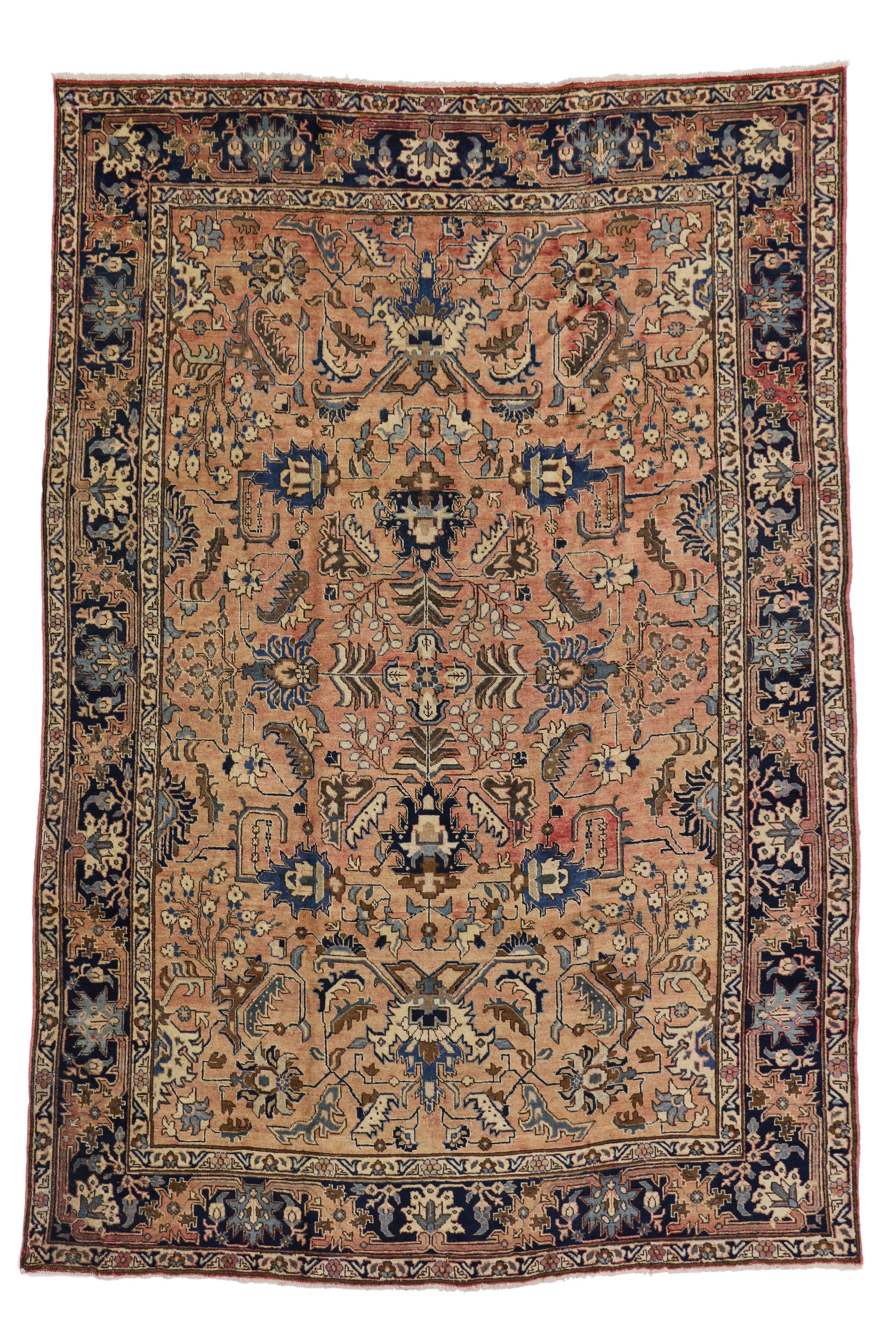 Vintage Persian Tabriz Rug with Traditional Style 2