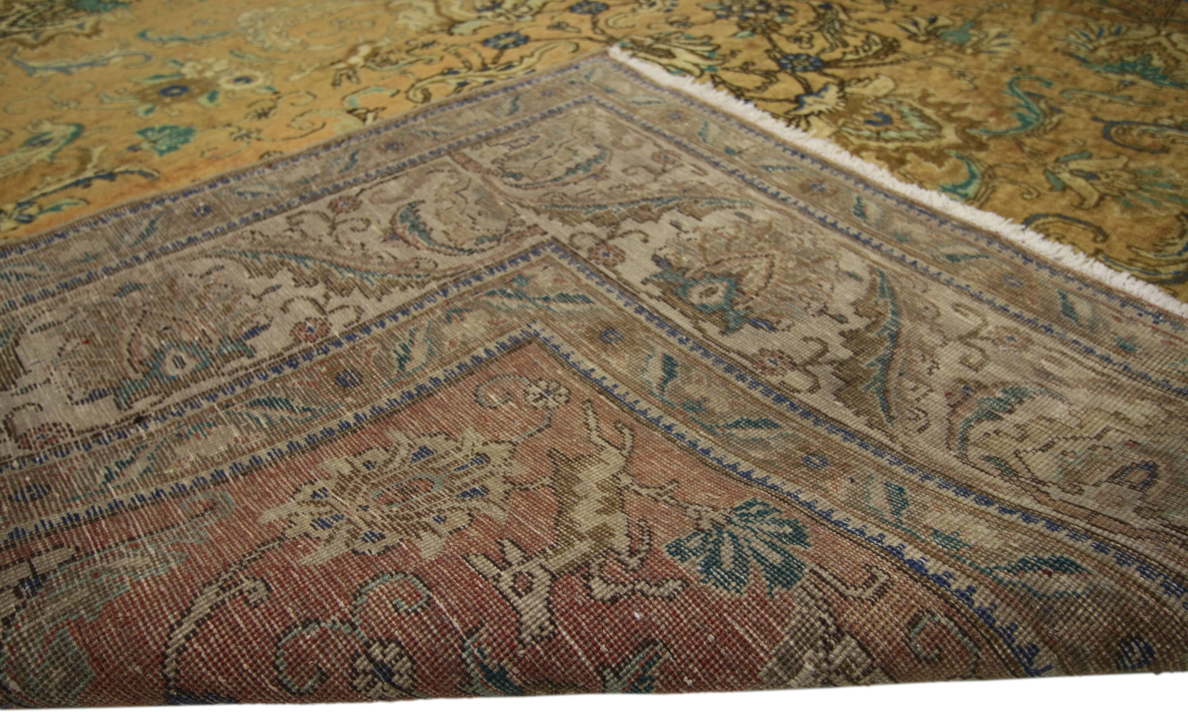 20th Century Vintage Persian Tabriz Rug with Traditional Style For Sale