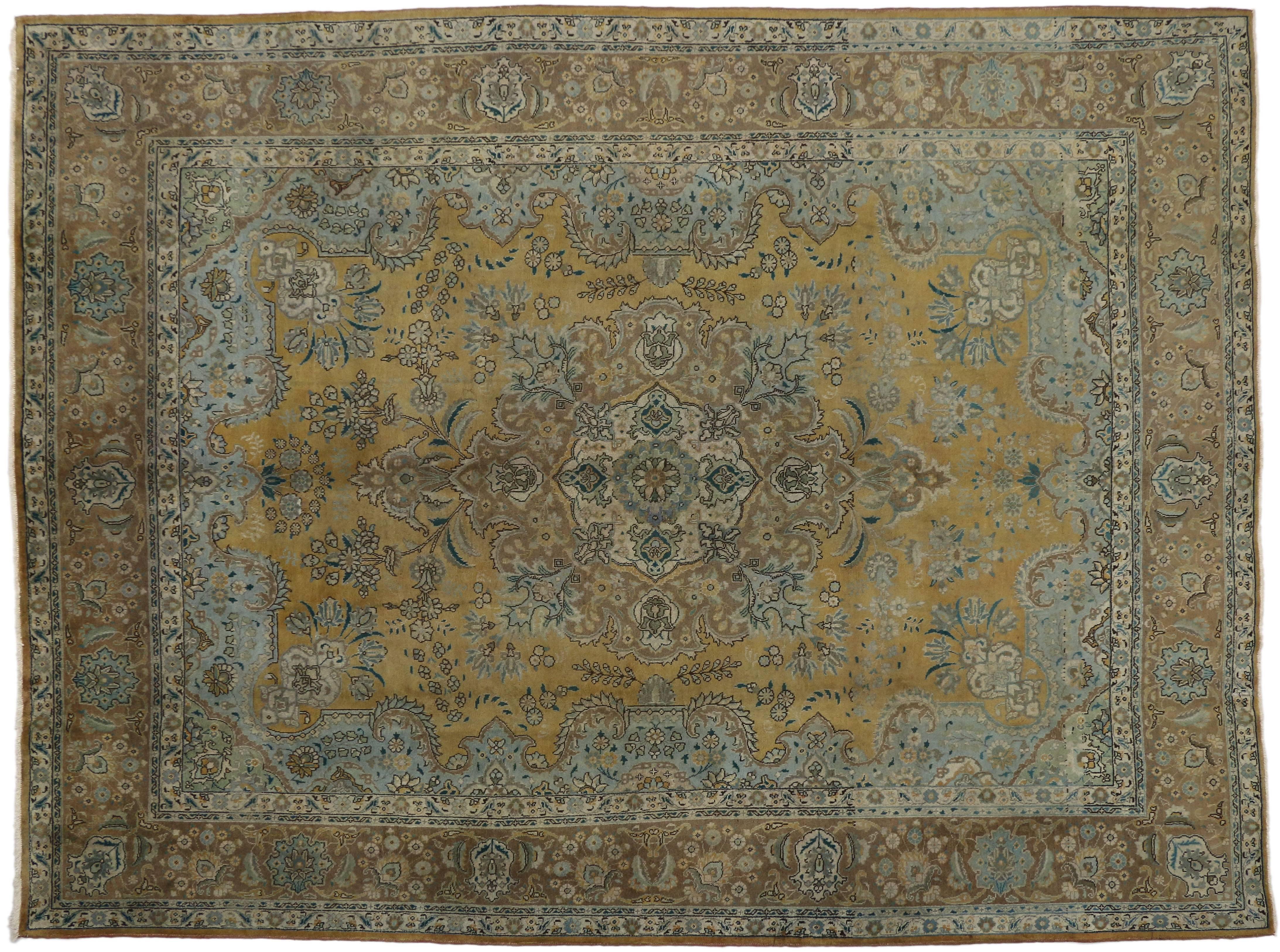 20th Century Vintage Persian Tabriz Rug with Traditional Style