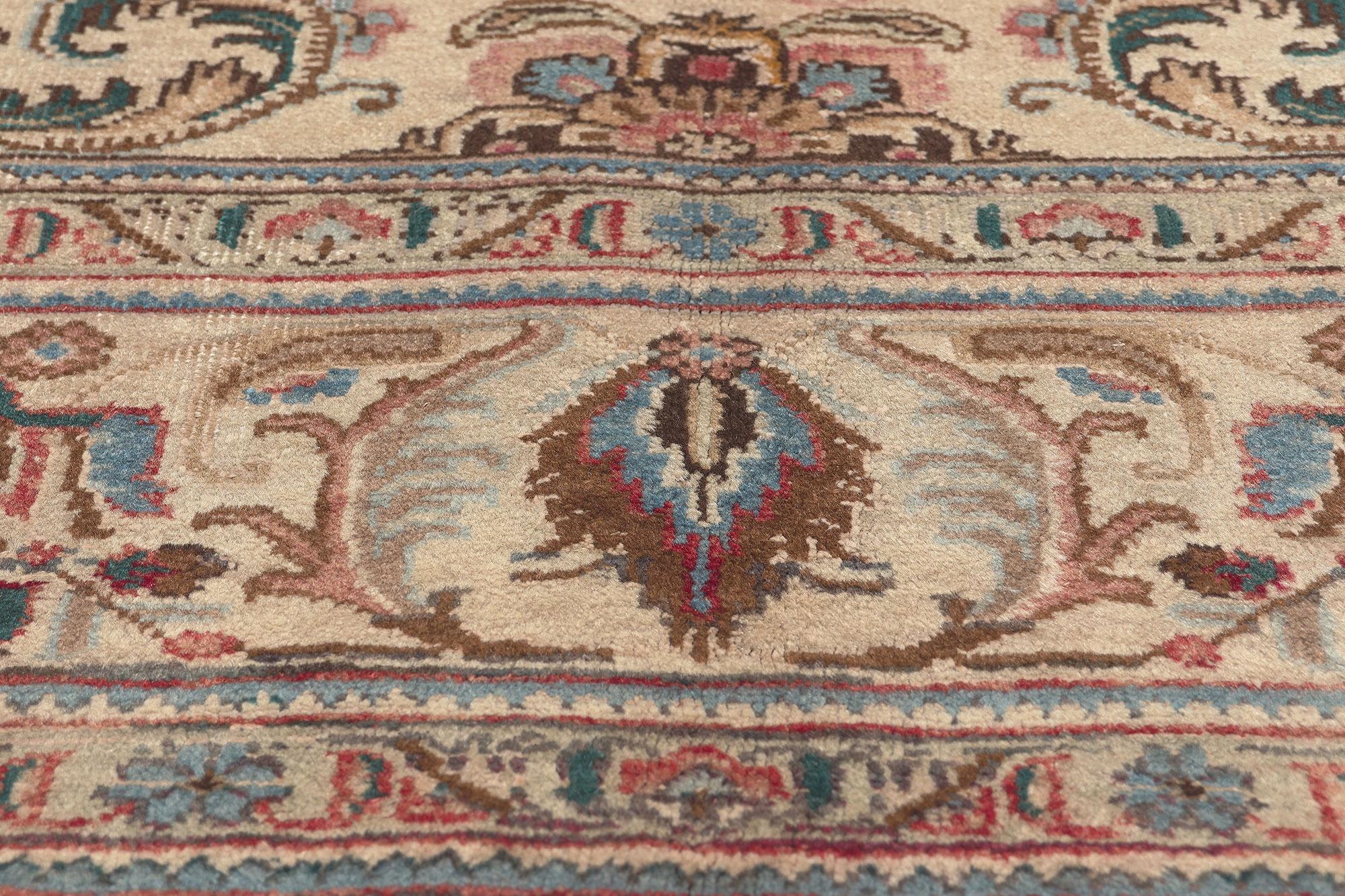 Vintage Persian Tabriz Rug, Low-Key Luxury Meets Belgian Style In Good Condition For Sale In Dallas, TX