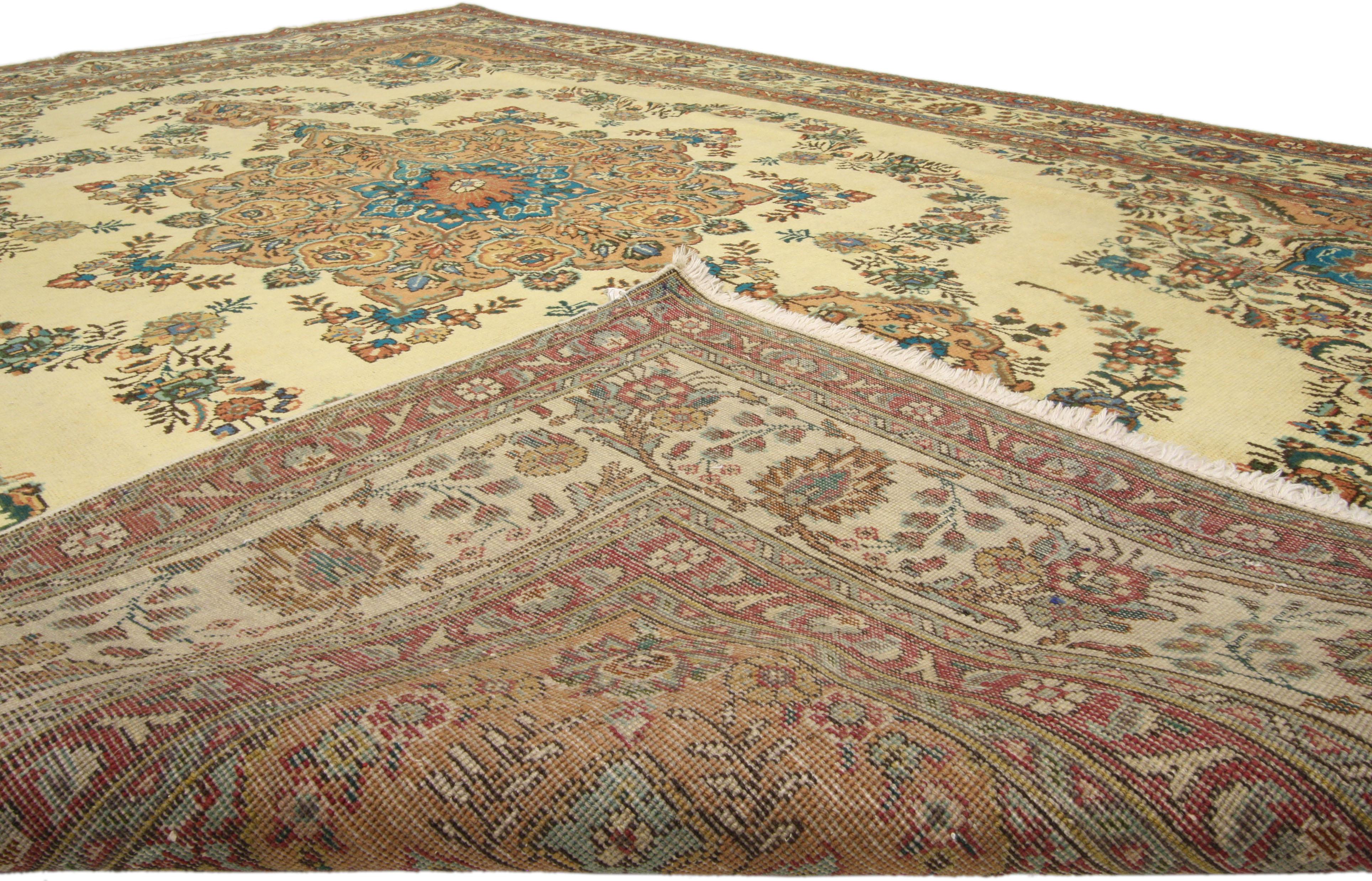 20th Century Vintage Persian Tabriz Rug with Traditional Style For Sale