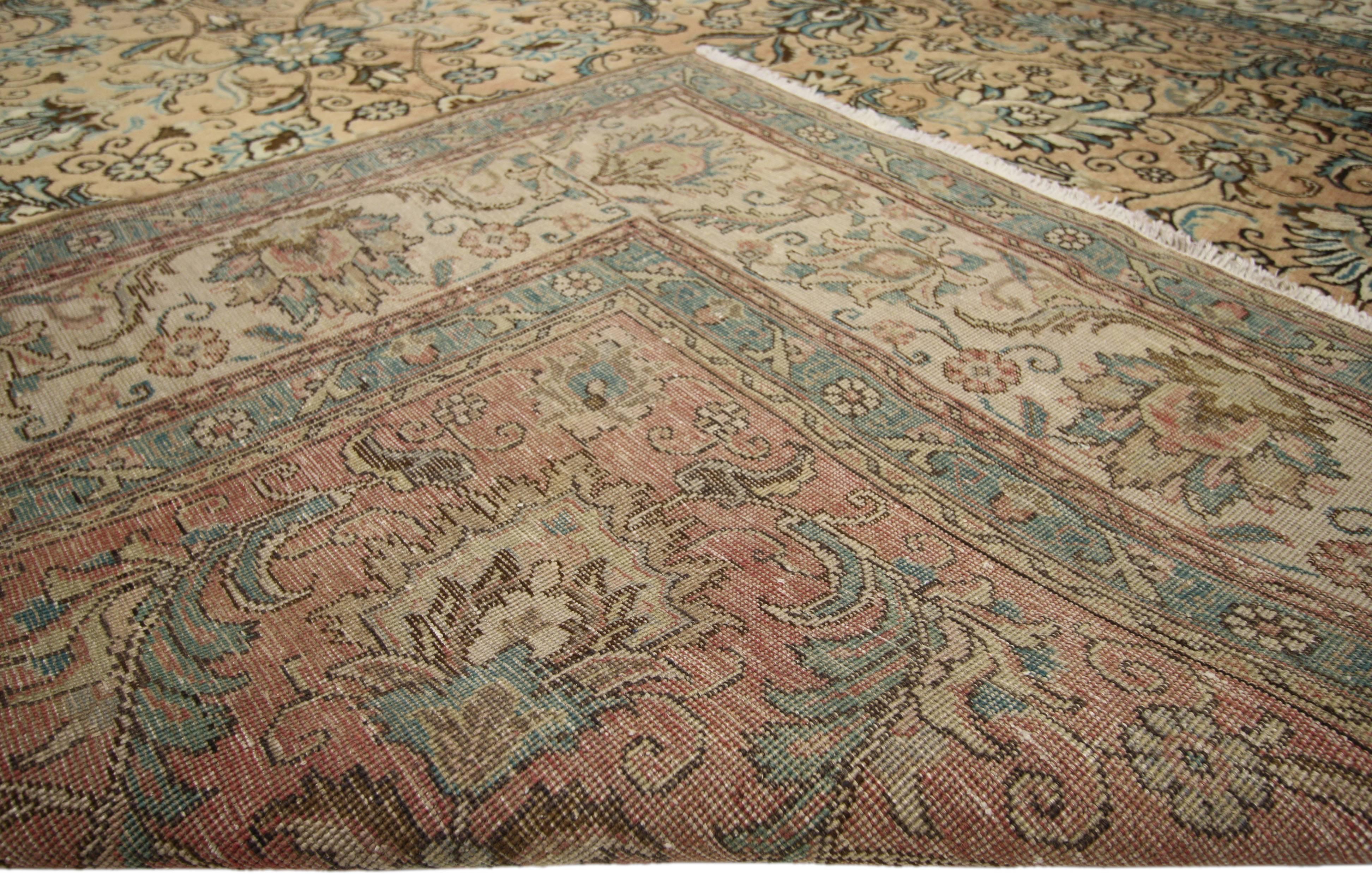 Noué à la main Tapis persan vintage de Tabriz avec style géorgien rustique en vente