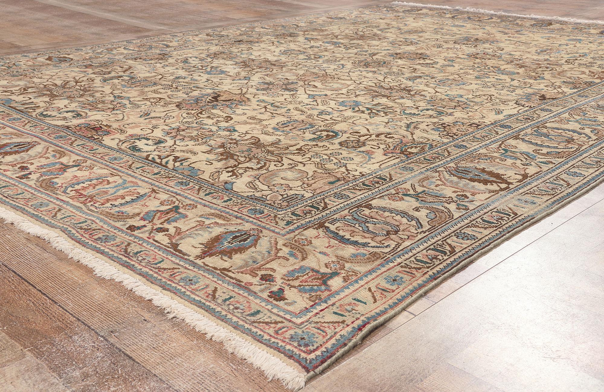 Wool Vintage Persian Tabriz Rug, Low-Key Luxury Meets Belgian Style For Sale