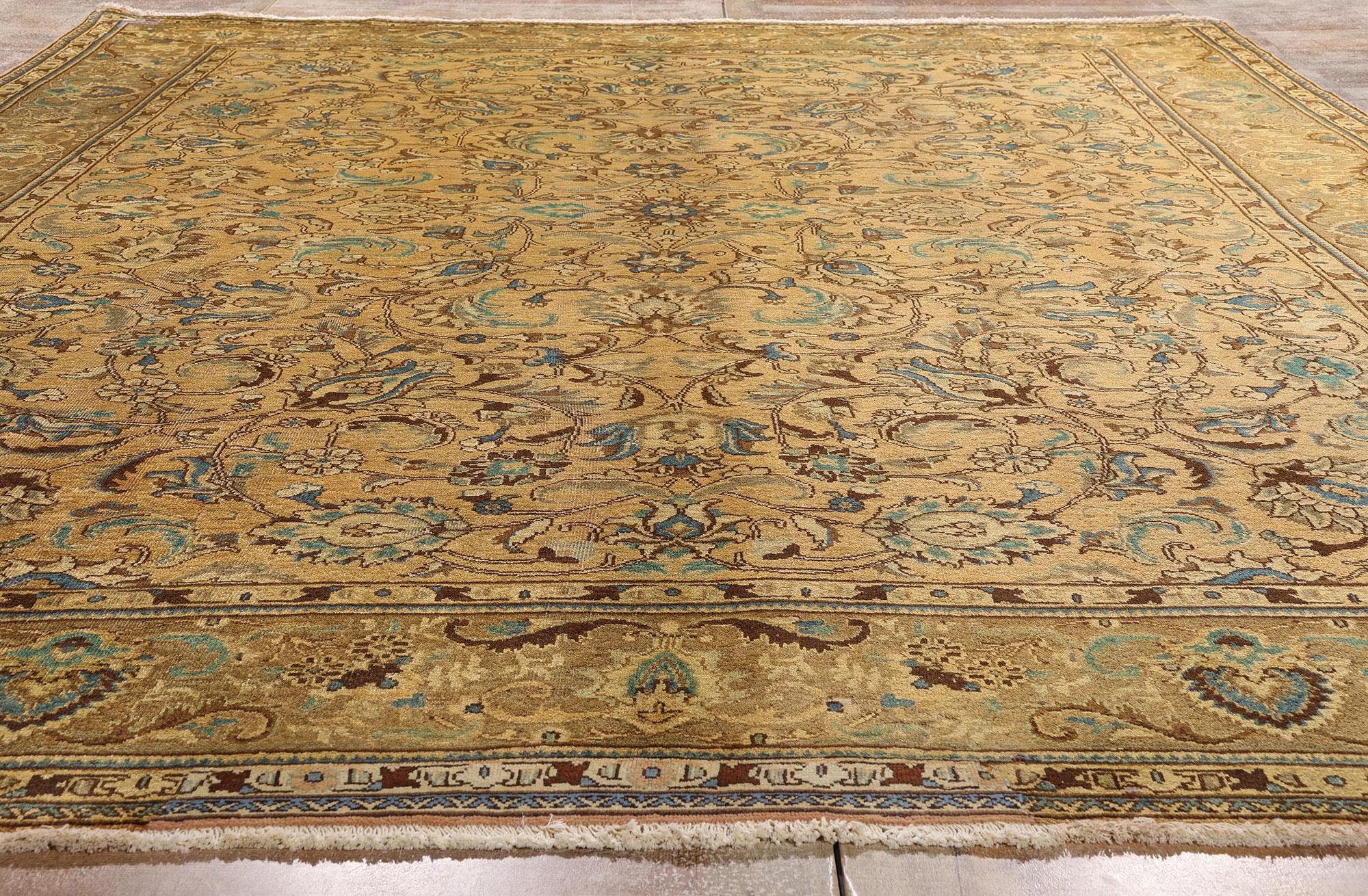 Persischer Täbriz-Teppich im traditionellen Stil, Vintage im Zustand „Gut“ im Angebot in Dallas, TX