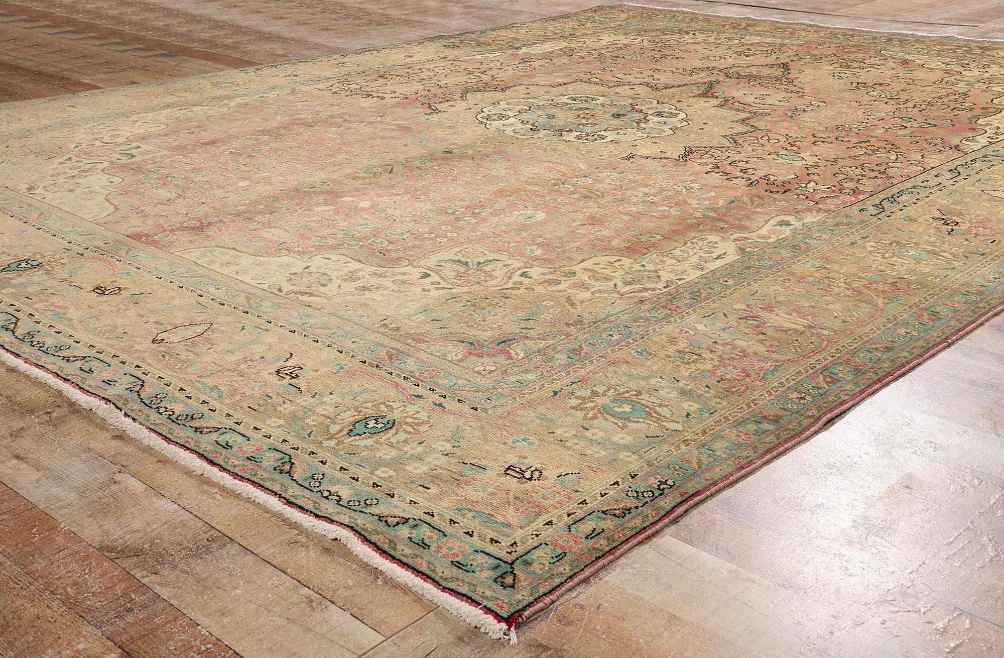 Persiano Tappeto persiano Tabriz vintage con stile tradizionale in vendita