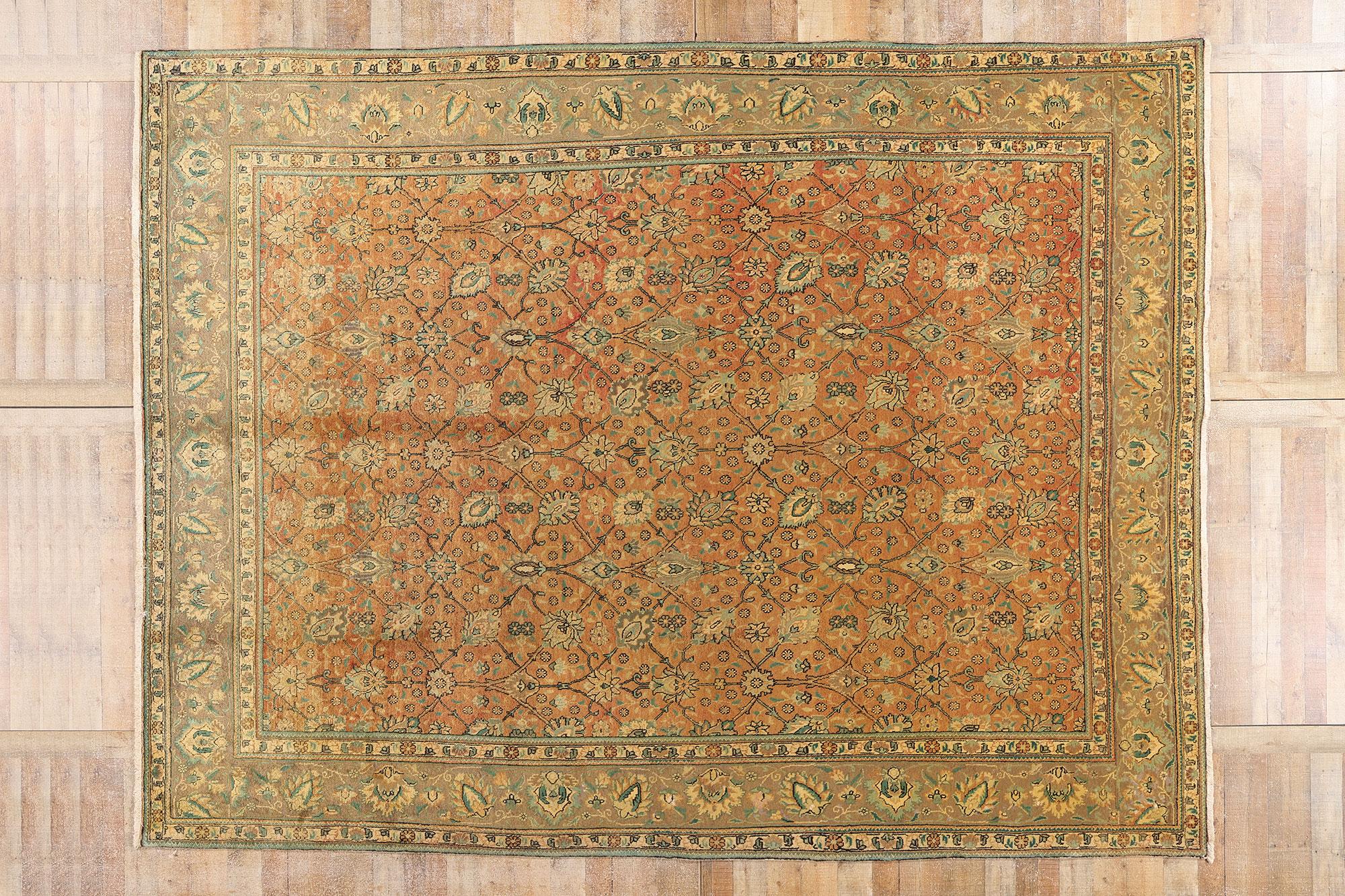 Tappeto persiano Tabriz vintage con stile tradizionale in vendita 3