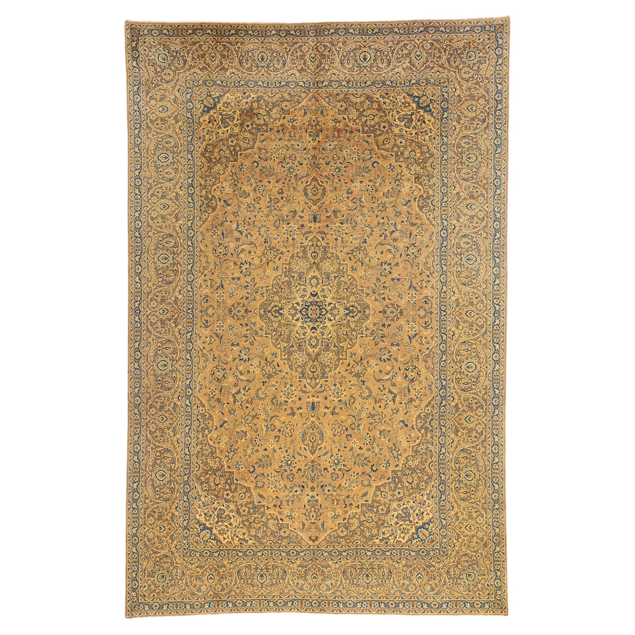 Tappeto persiano Tabriz vintage con stile tradizionale