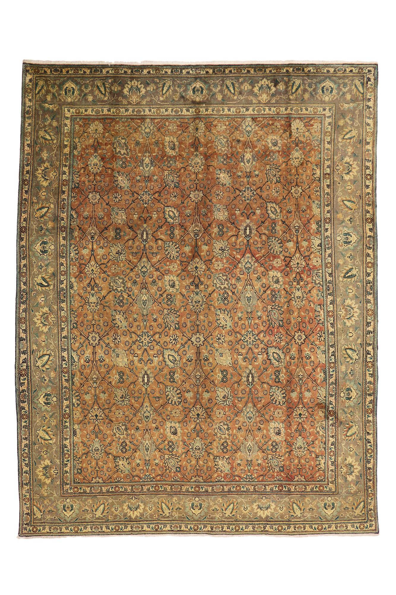 Vintage Persian Tabriz Rug with Traditional Style