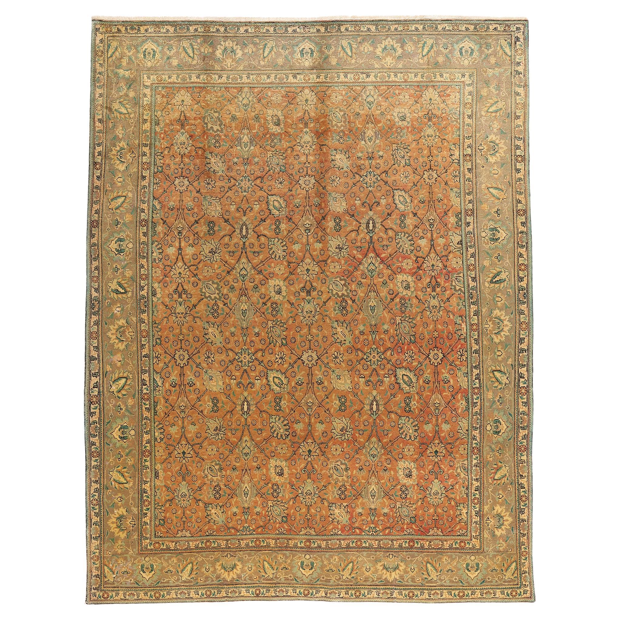Tappeto persiano Tabriz vintage con stile tradizionale