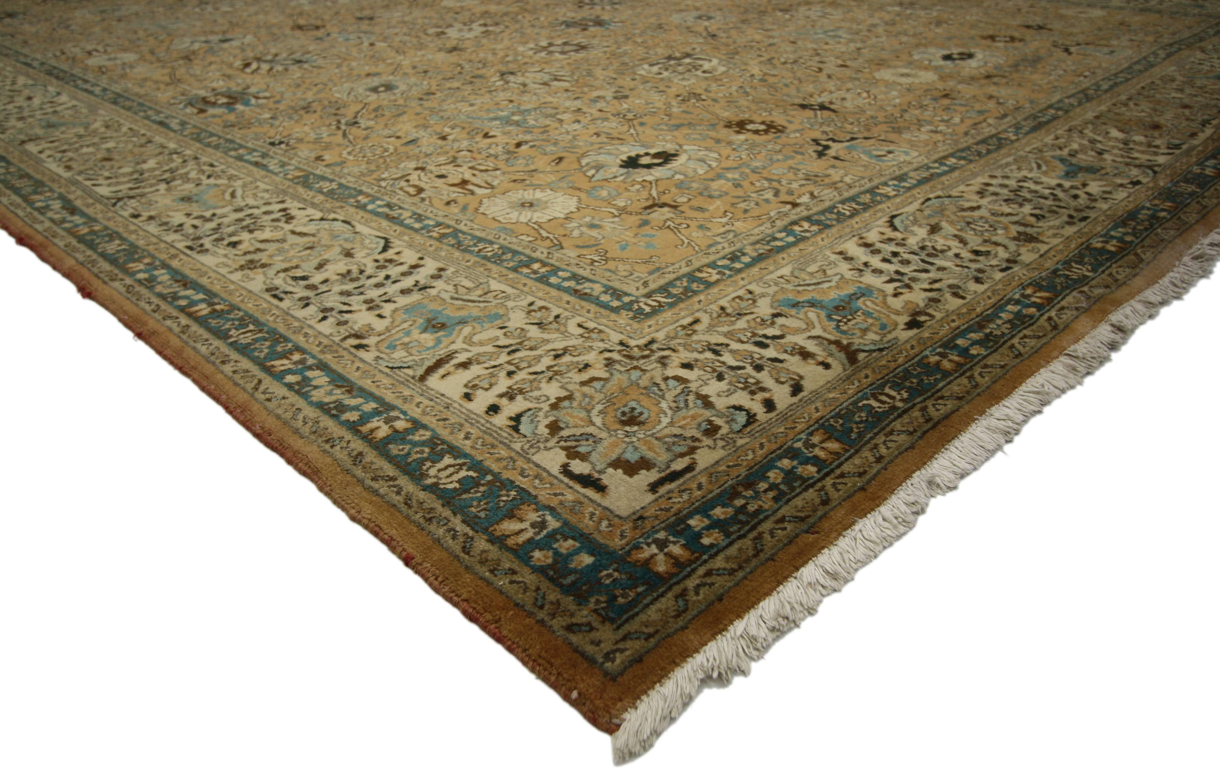 Hand-Knotted Vintage Persian Tabriz Rug with Traditional Style in Light Colors For Sale