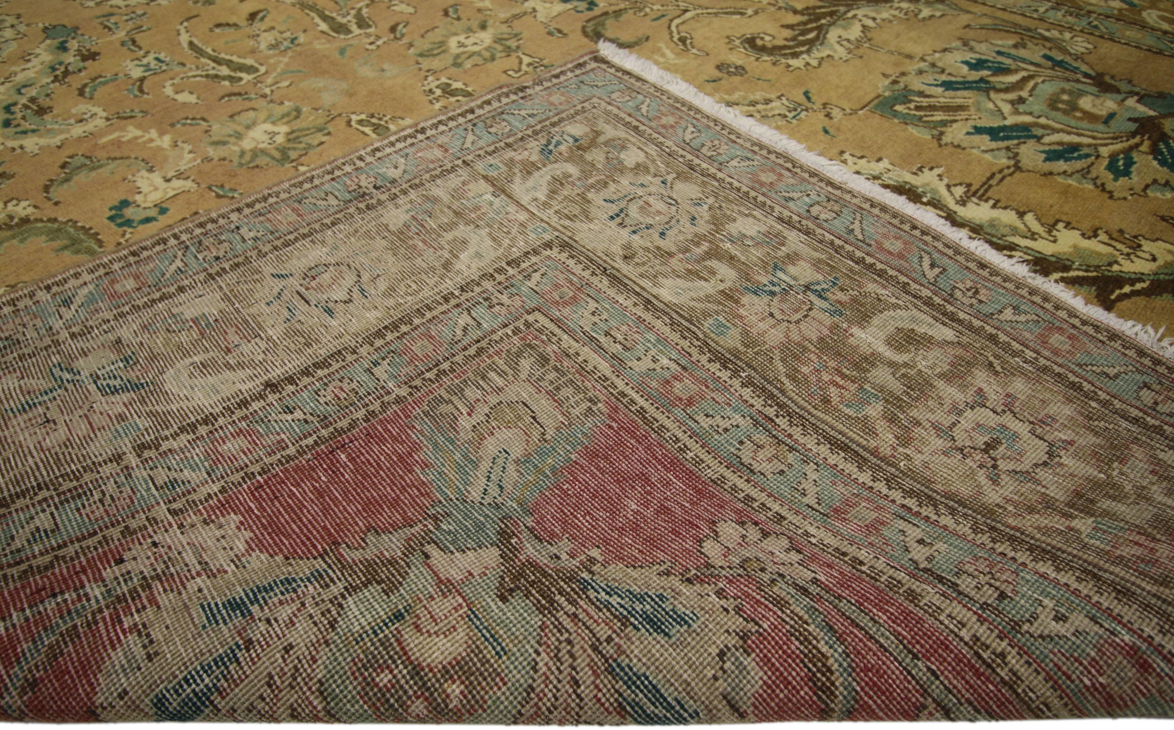 20th Century Vintage Persian Tabriz Rug with Traditional Style, Persian Gallery Rug For Sale