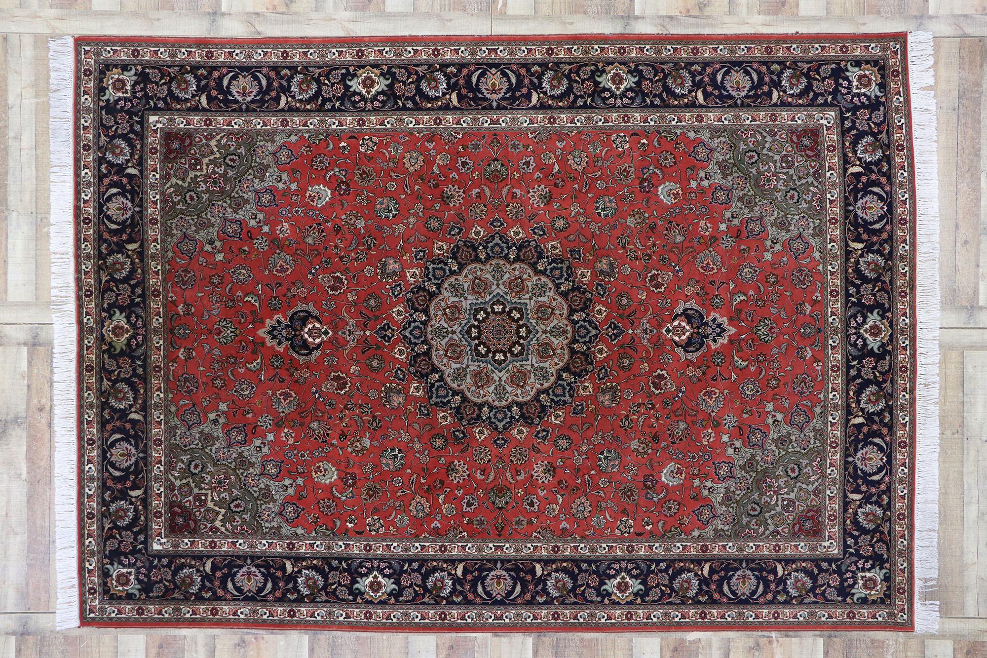 20th Century Vintage Persian Tabriz Rug with Victorian English Manor Style For Sale