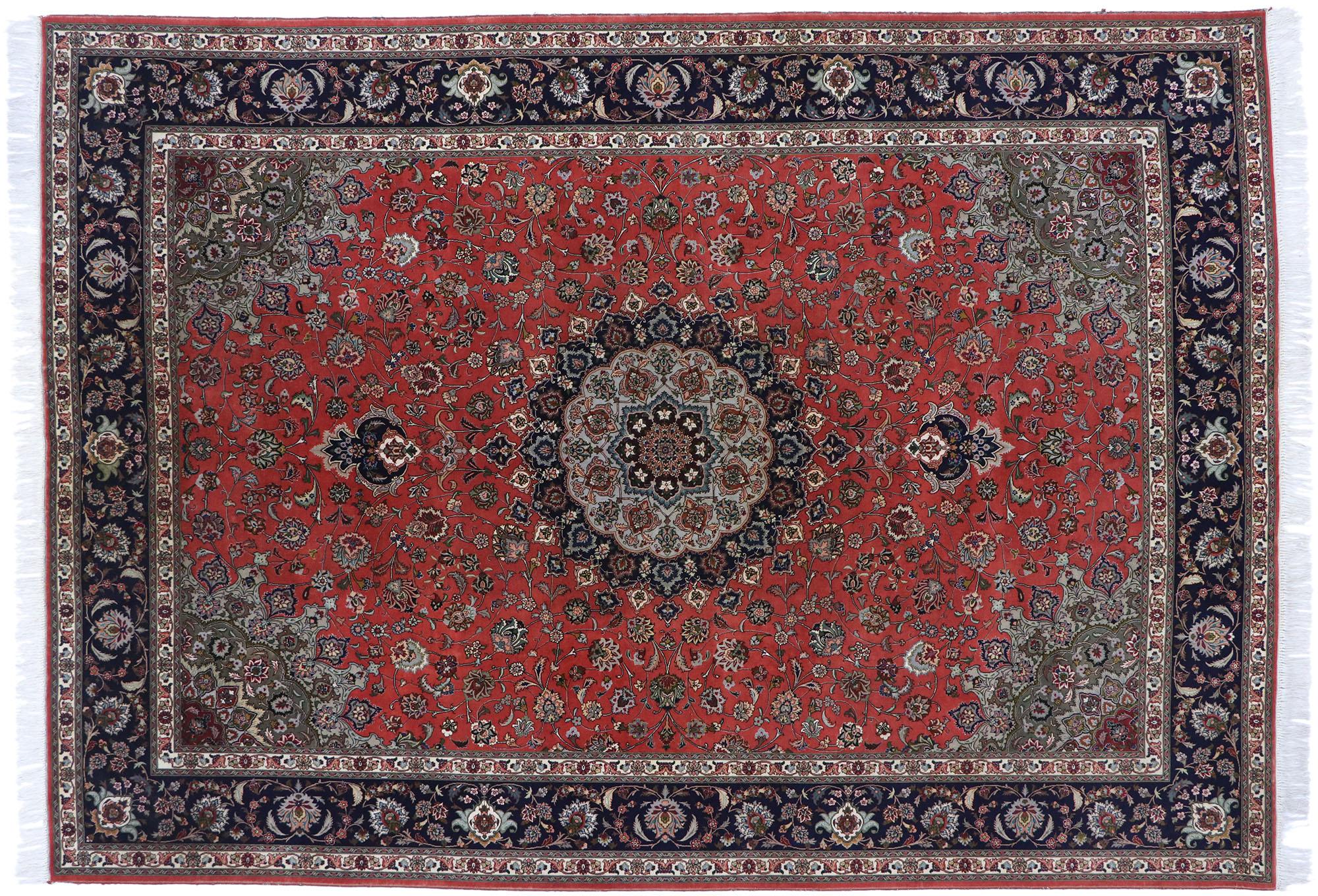 Vintage Persian Tabriz Rug with Victorian English Manor Style For Sale 3