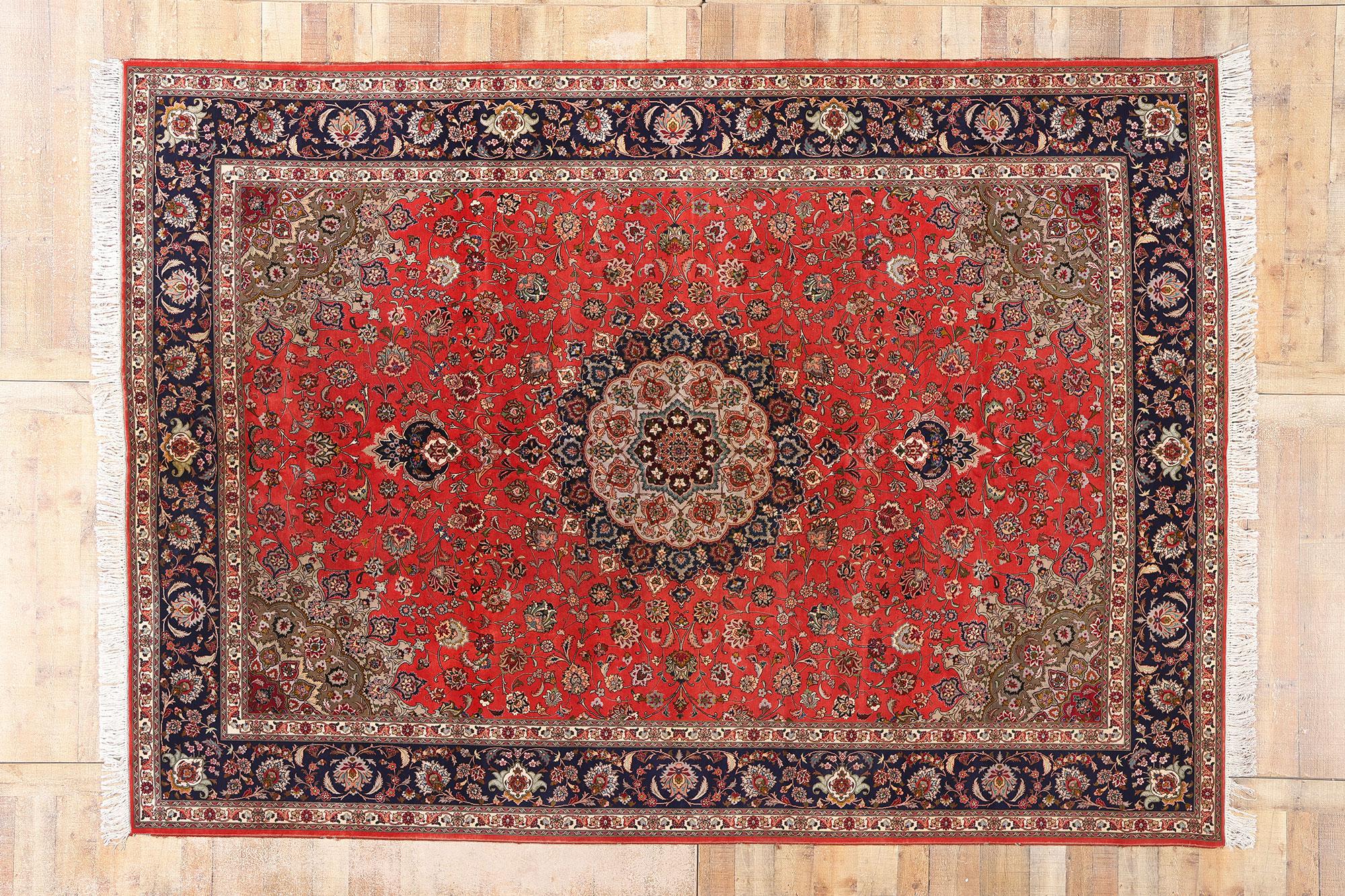 Lana Tappeto persiano Tabriz degli anni '50 con stile moderno in vendita