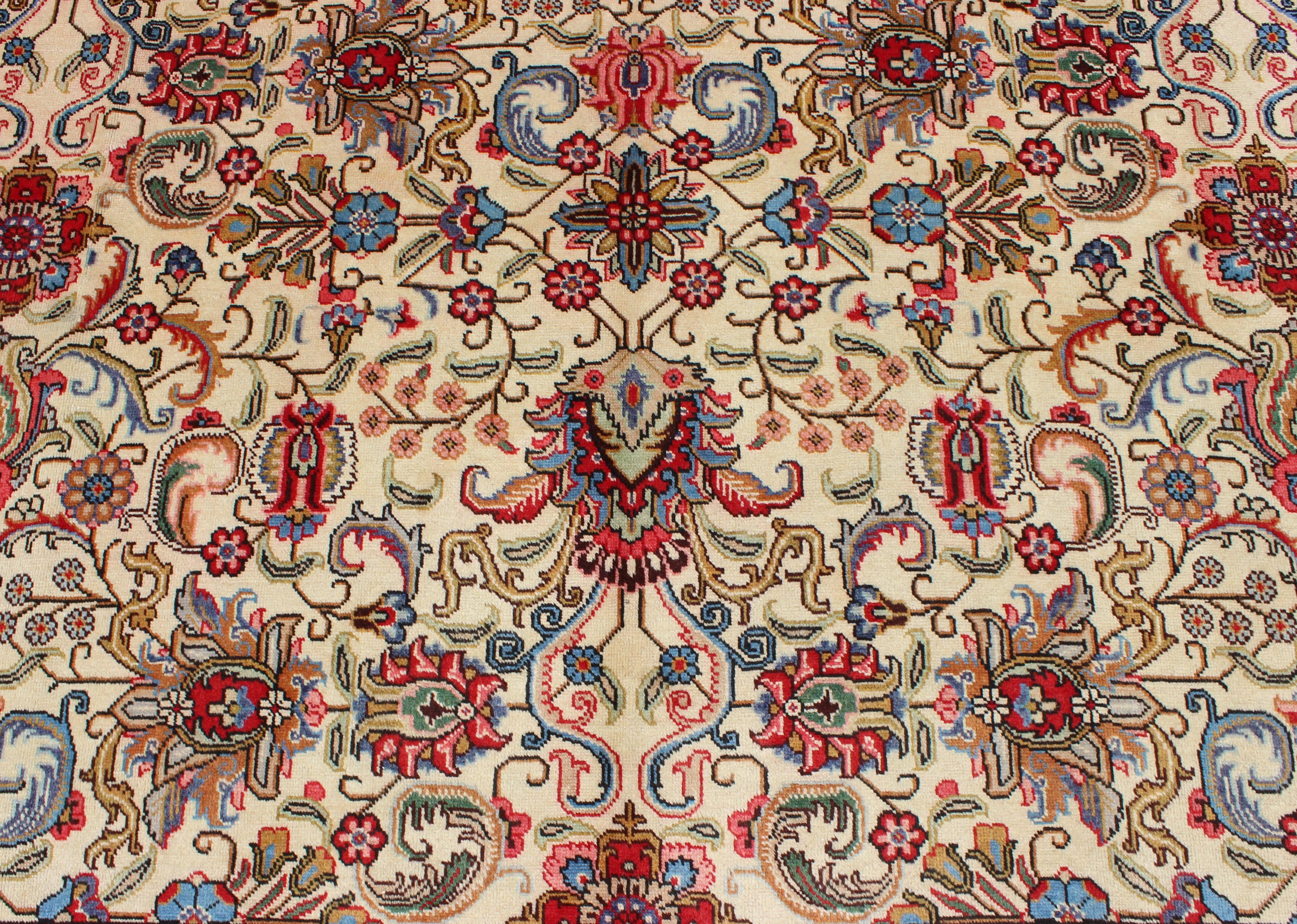 Vintage Persian Tabriz Rug with Vivid, Traditional Colors and All-Over Design For Sale 5