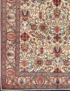 Tappeto persiano Tabriz vintage con colori vivaci e tradizionali e design all-over