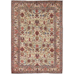 Vintage Persian Tabriz Rug with Vivid, Traditional Colors and All-Over Design