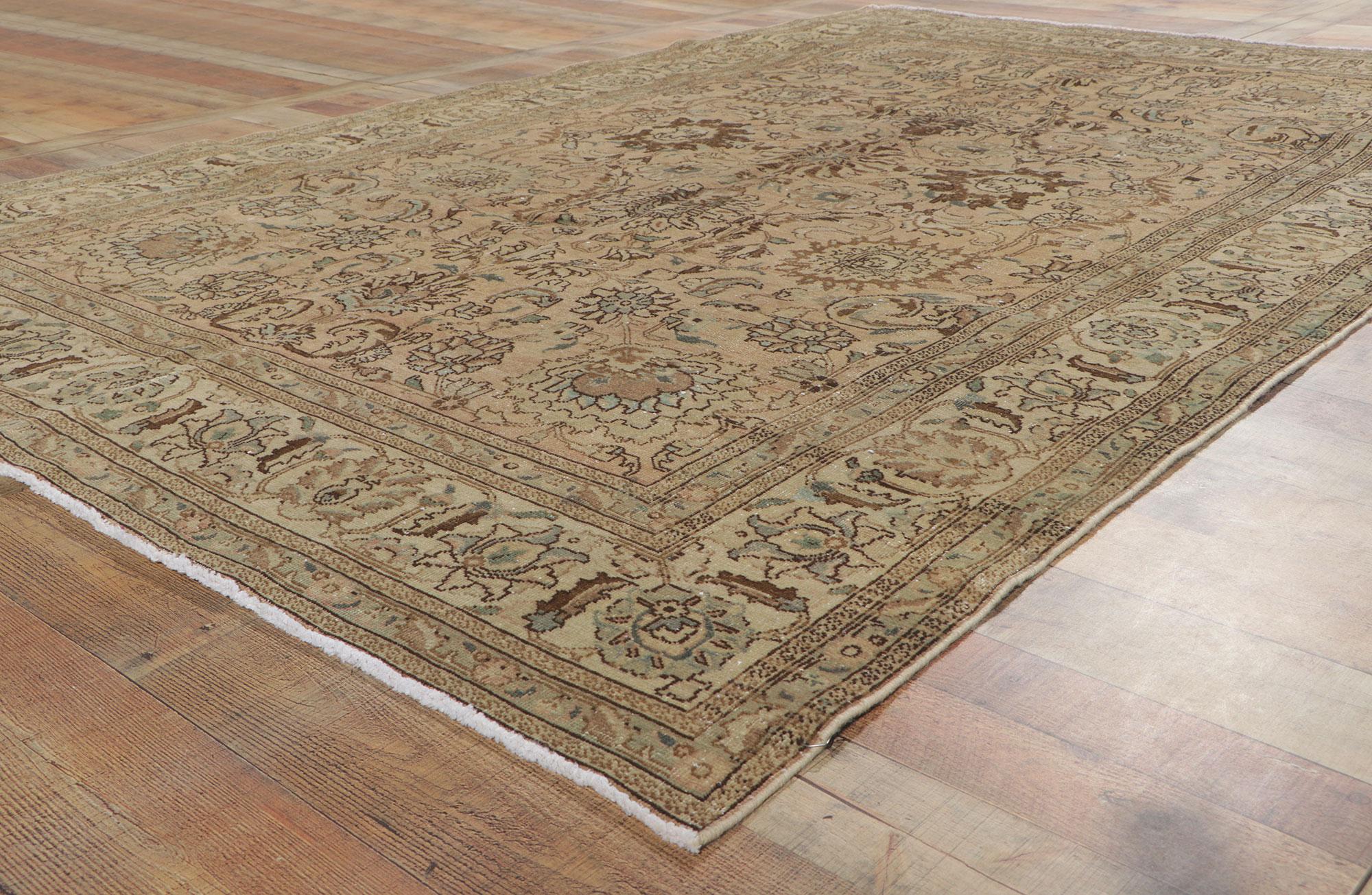 20th Century Vintage Persian Tabriz Rug with Warm Earth-Tone Colors For Sale