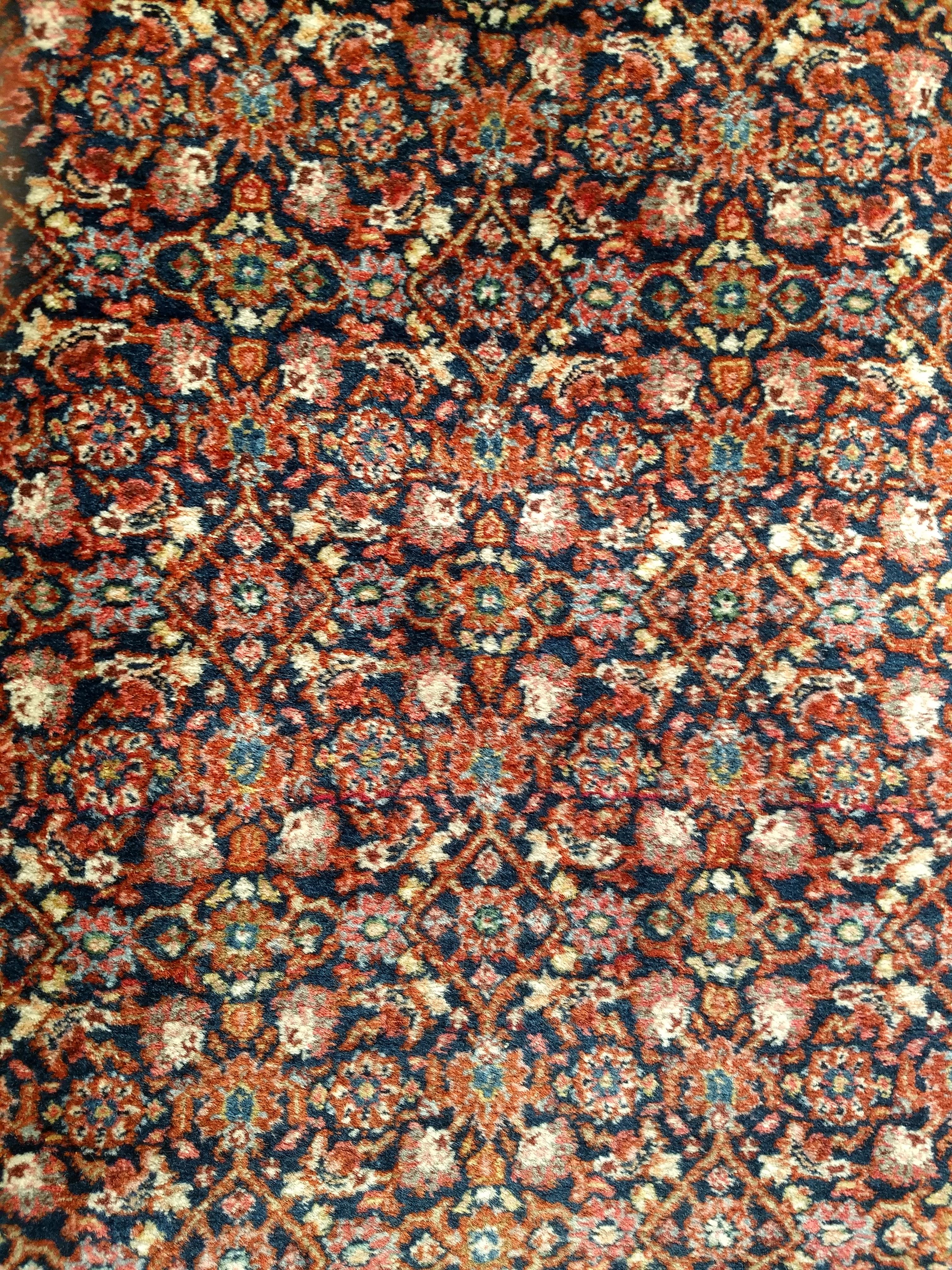 Wool Vintage Persian Tabriz Long Runner with All-Over Herati Pattern in Navy Blue For Sale