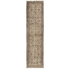 Vintage Persian Tabriz Runner with All-Over Floral Design in Nude and Brown
