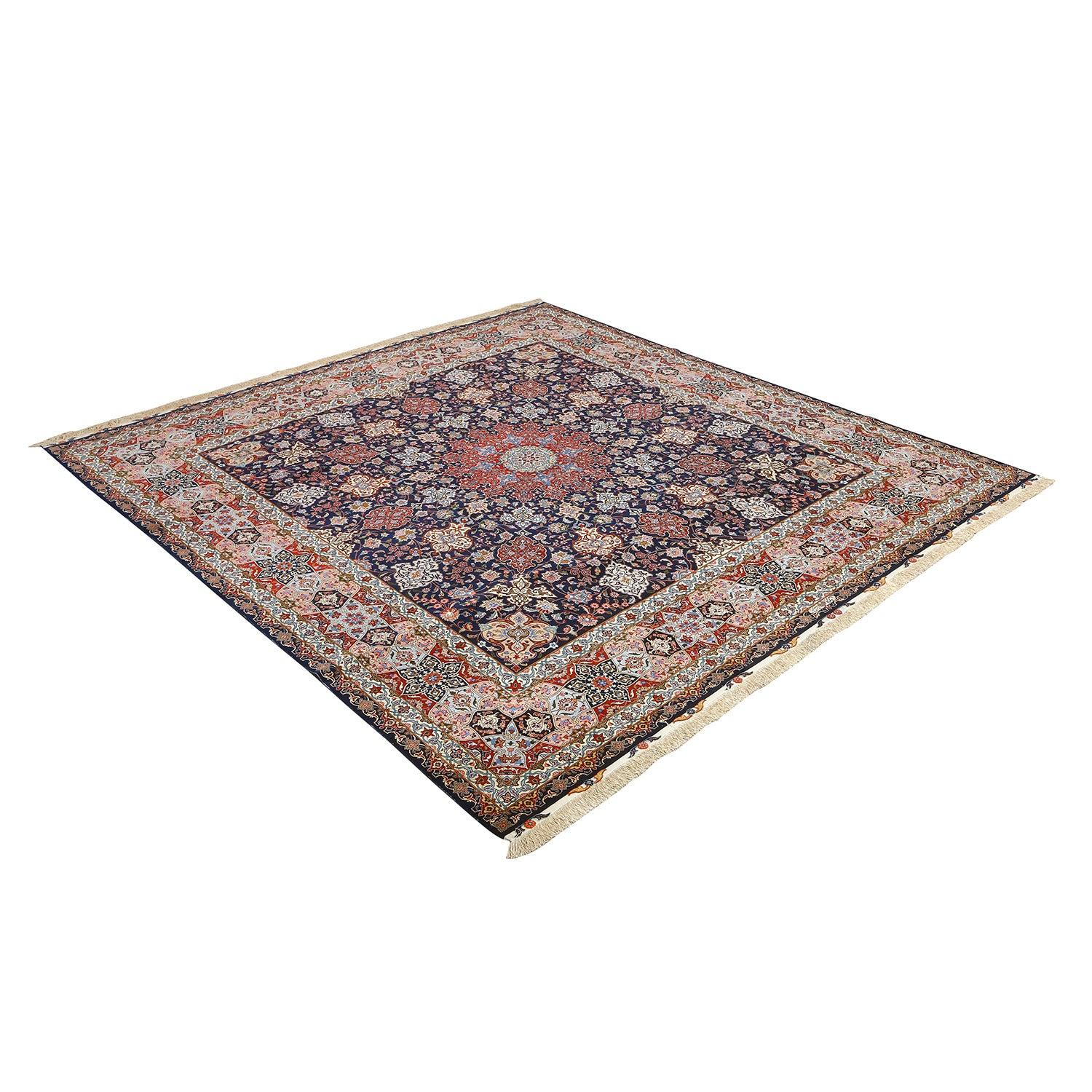 Persiano Tappeto persiano vintage Tabriz SherkatFarsh in lana e seta - Dimensioni: 12'1 X 11'4 in vendita