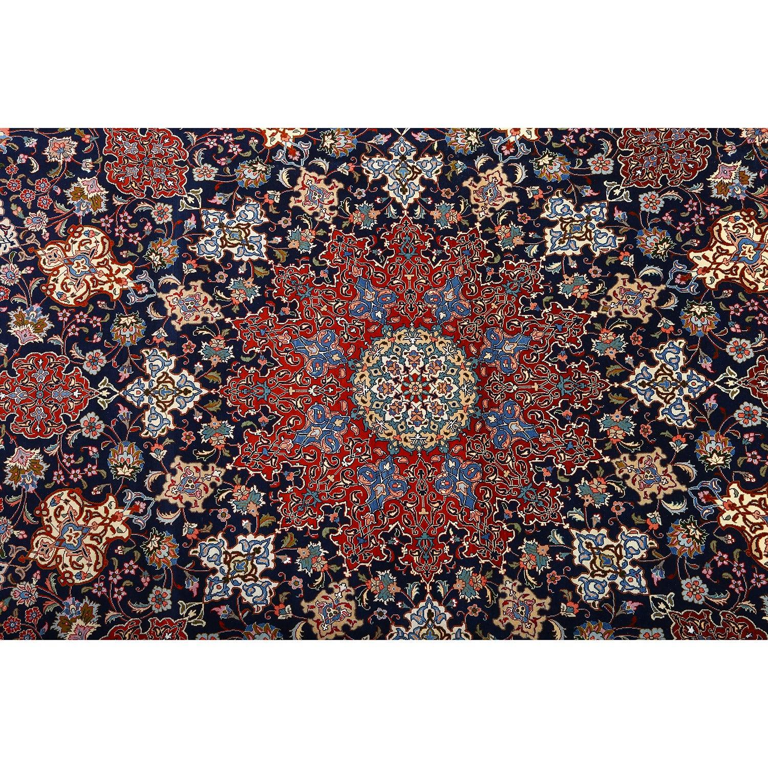 Annodato a mano Tappeto persiano vintage Tabriz SherkatFarsh in lana e seta - Dimensioni: 12'1 X 11'4 in vendita