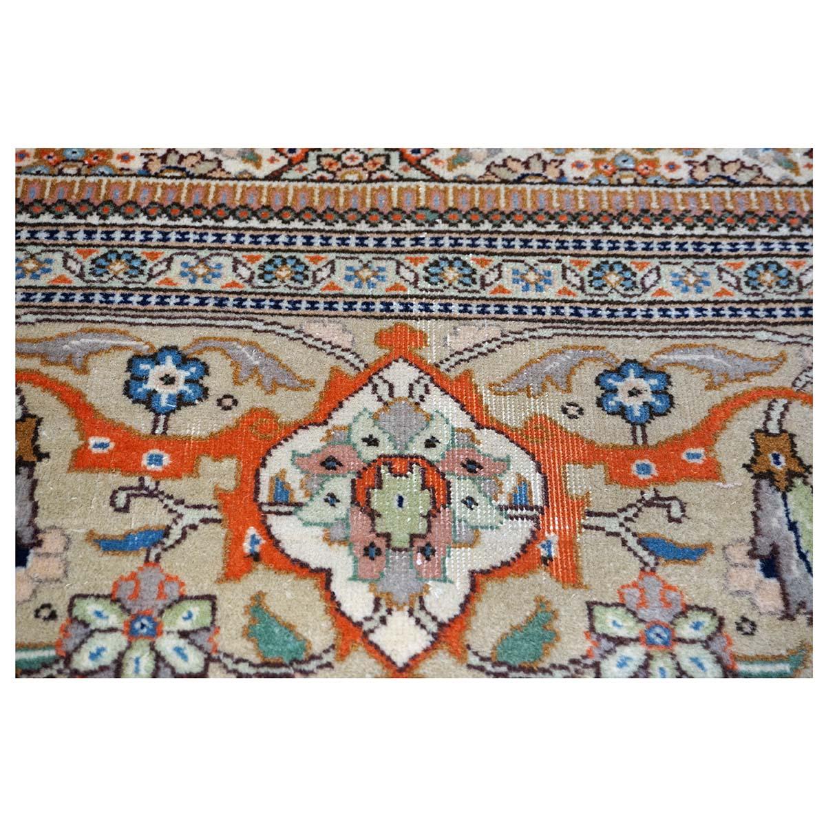 Vintage Persian Tabriz Taba Wool 3x10 Orange & Ivory Handmade Runner Rug For Sale 5