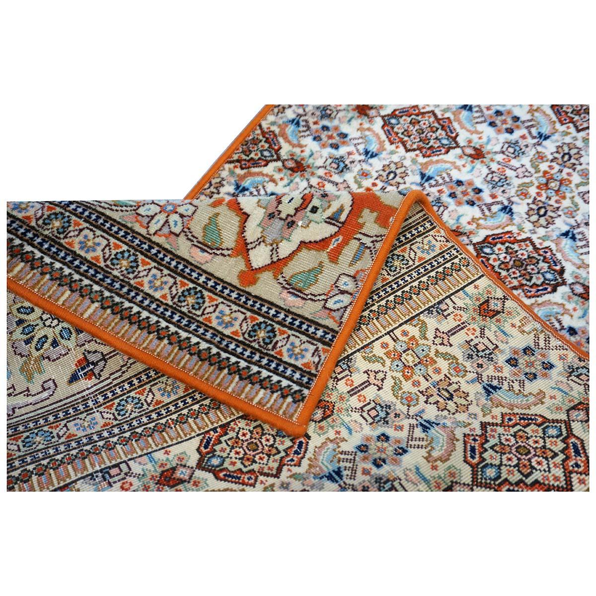 Vintage Persian Tabriz Taba Wool 3x10 Orange & Ivory Handmade Runner Rug For Sale 5