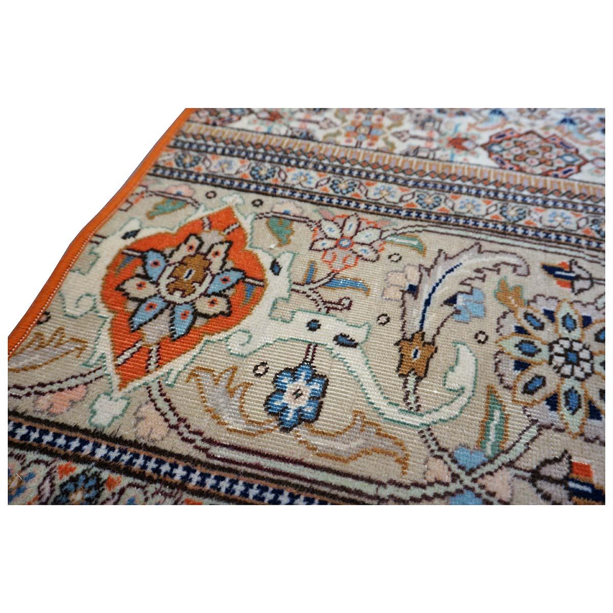 Vintage Persian Tabriz Taba Wool 3x10 Orange & Ivory Handmade Runner Rug For Sale 6