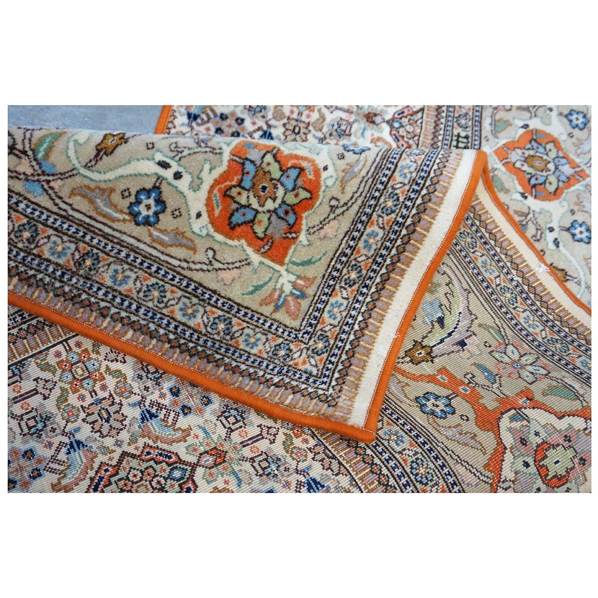 Vintage Persian Tabriz Taba Wool 3x10 Orange & Ivory Handmade Runner Rug For Sale 7