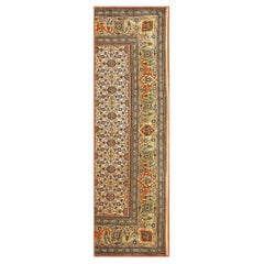 Vintage Persian Tabriz Taba Wool 3x10 Orange & Ivory Handmade Runner Rug
