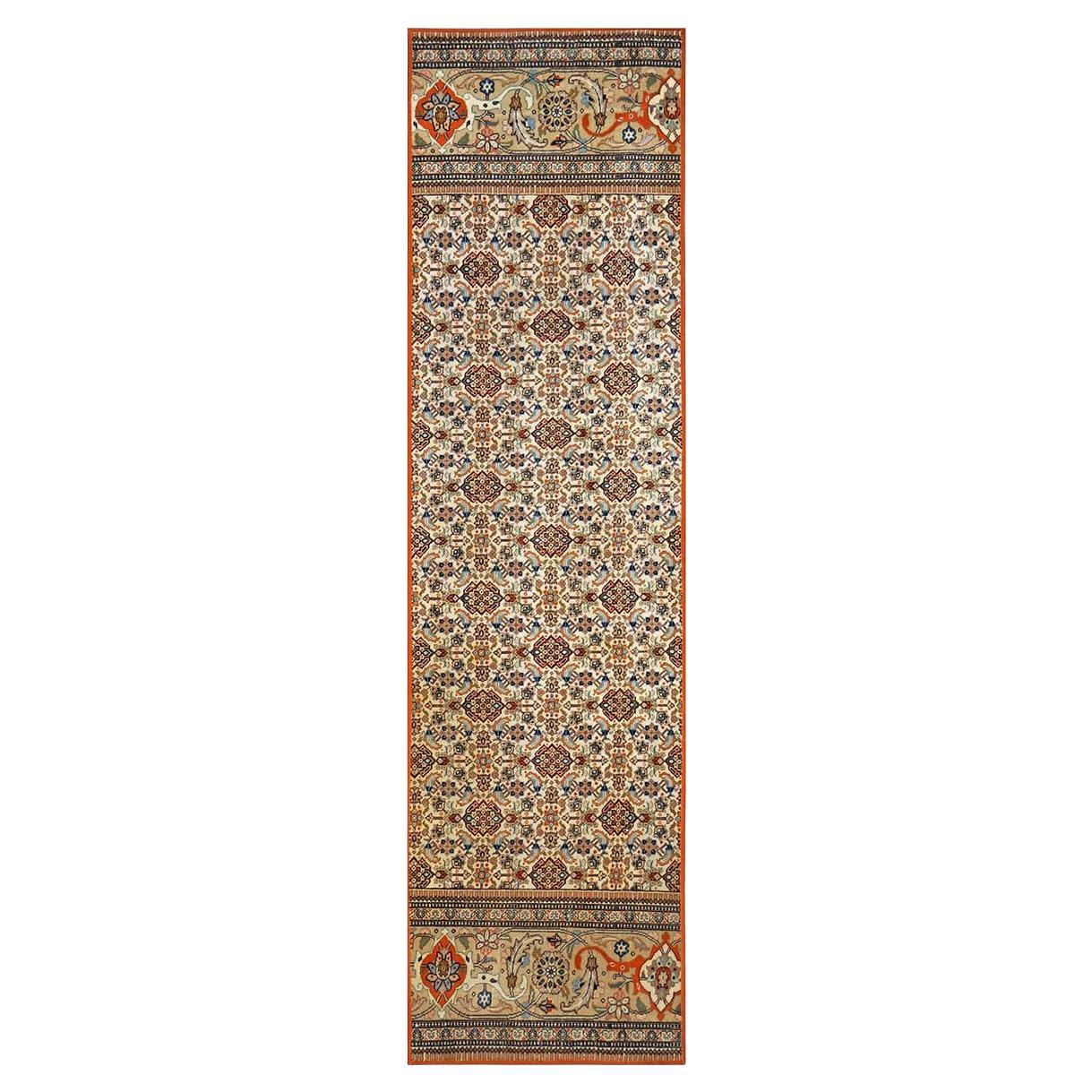 Persischer Täbris Taba-Wollteppich 3x10 Orange & Elfenbein, handgefertigt