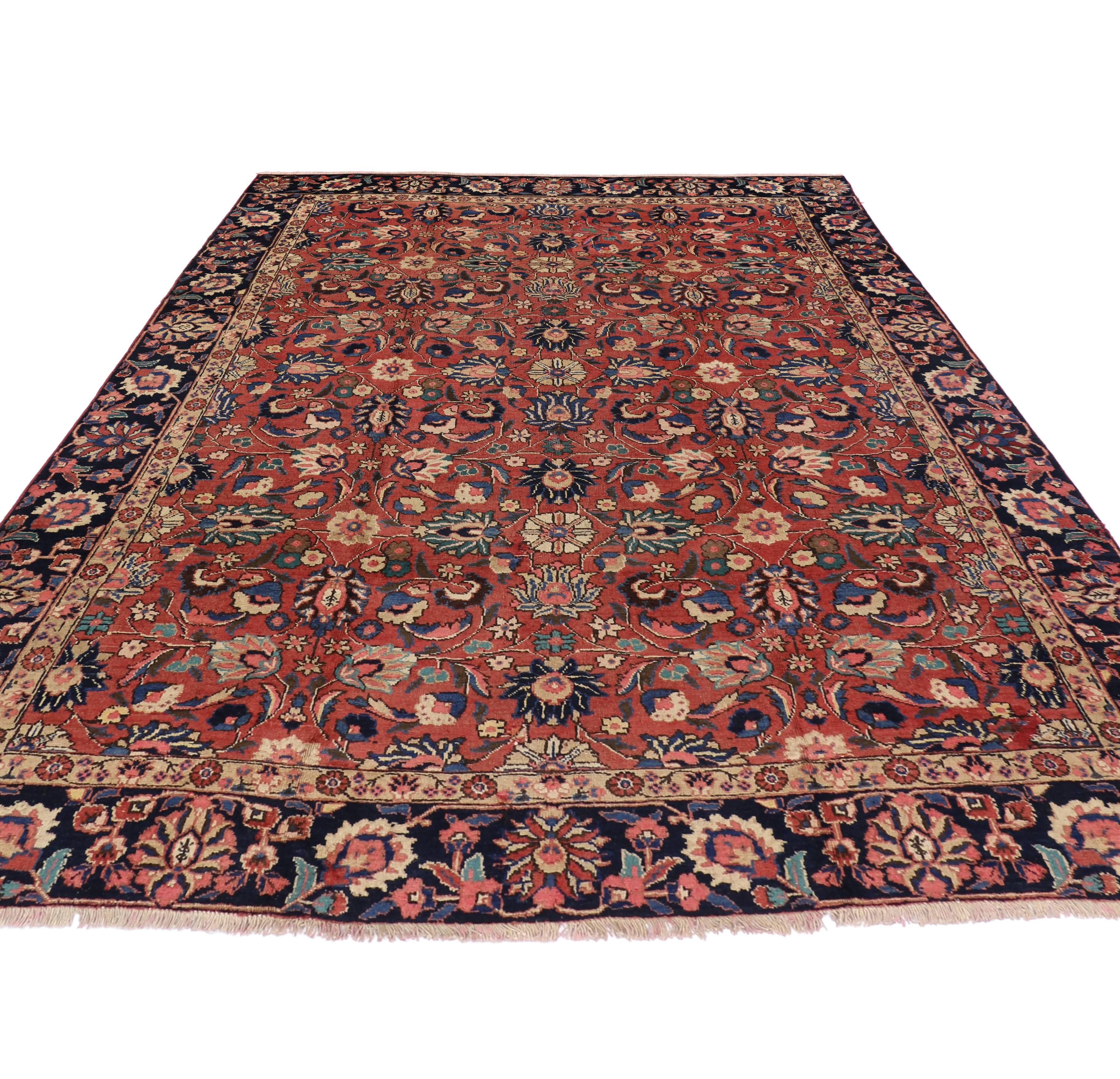 Vintage Persian Tabriz with Traditional Style In Good Condition In Dallas, TX