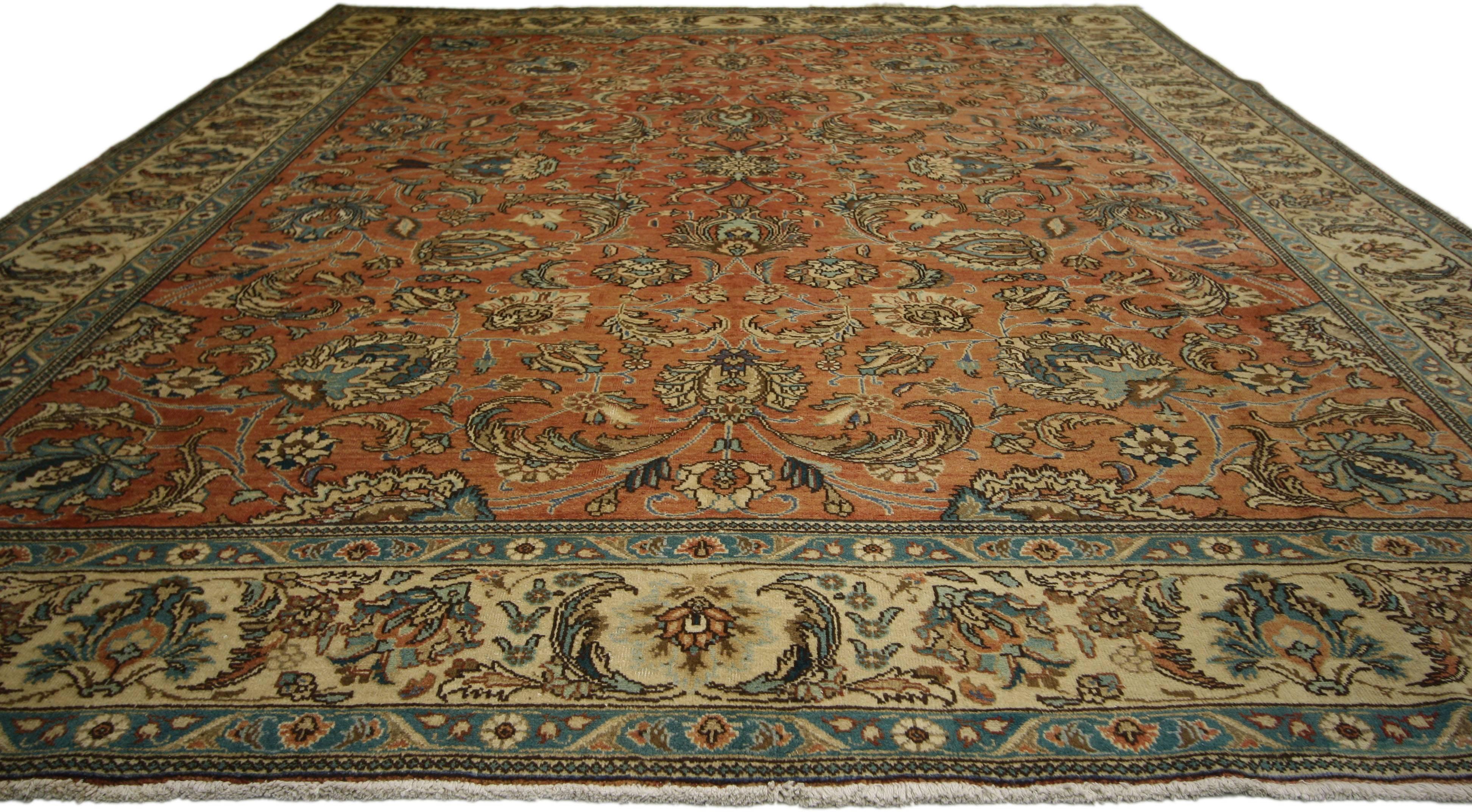Vintage Persian Tabriz with Traditional Style In Good Condition In Dallas, TX