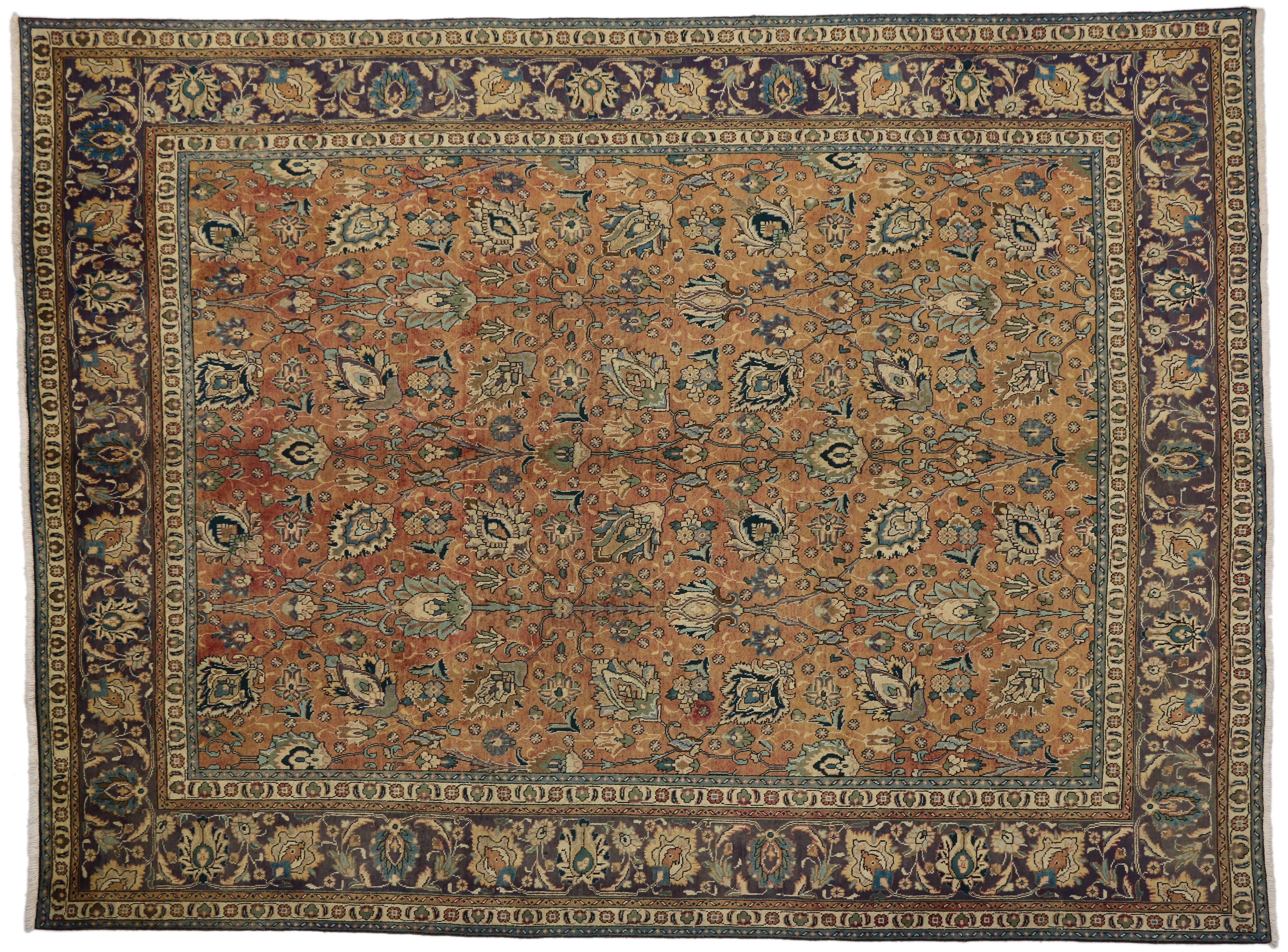 Vintage Persian Tabriz with Traditional Style In Good Condition In Dallas, TX