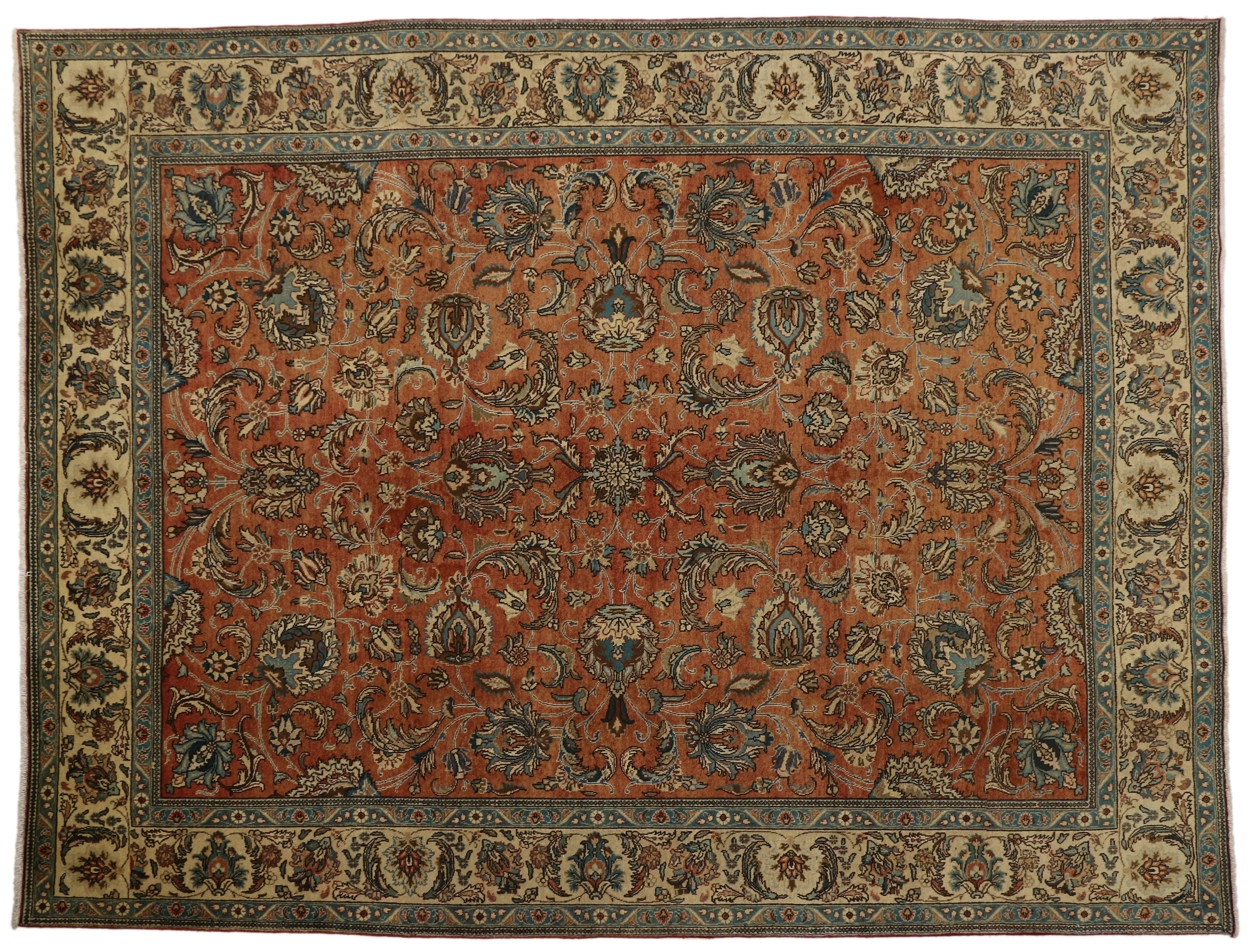 20th Century Vintage Persian Tabriz with Traditional Style